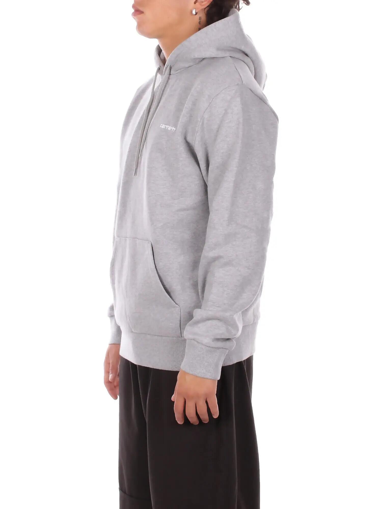 carhartt wip uomo felpa i035392 00d xx hooded script embroidery grey light 2/5