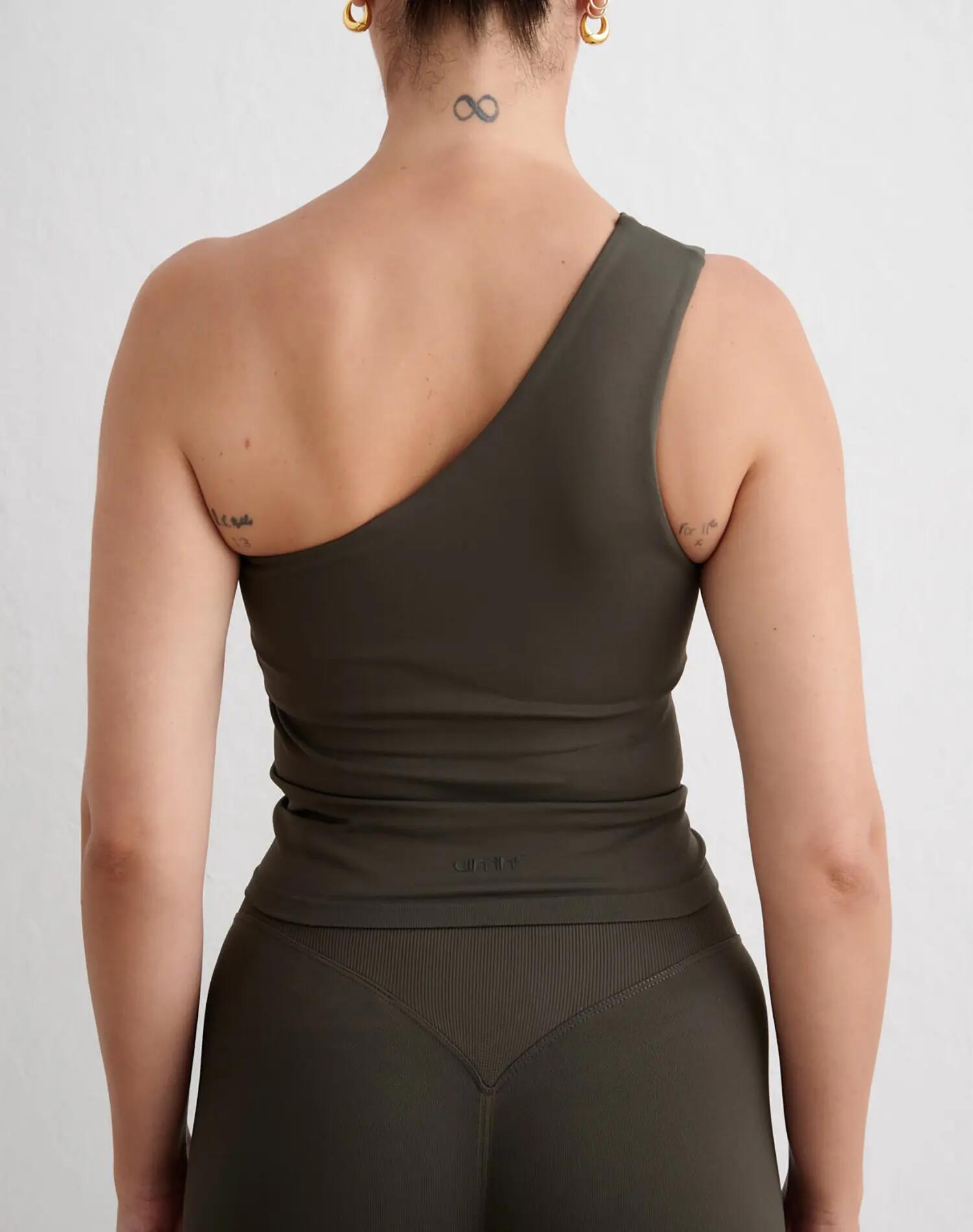 Reggiseno Donna Senza Cuciture Monospalla Basso-Medio Shape Verde Edera Scuro 2/5
