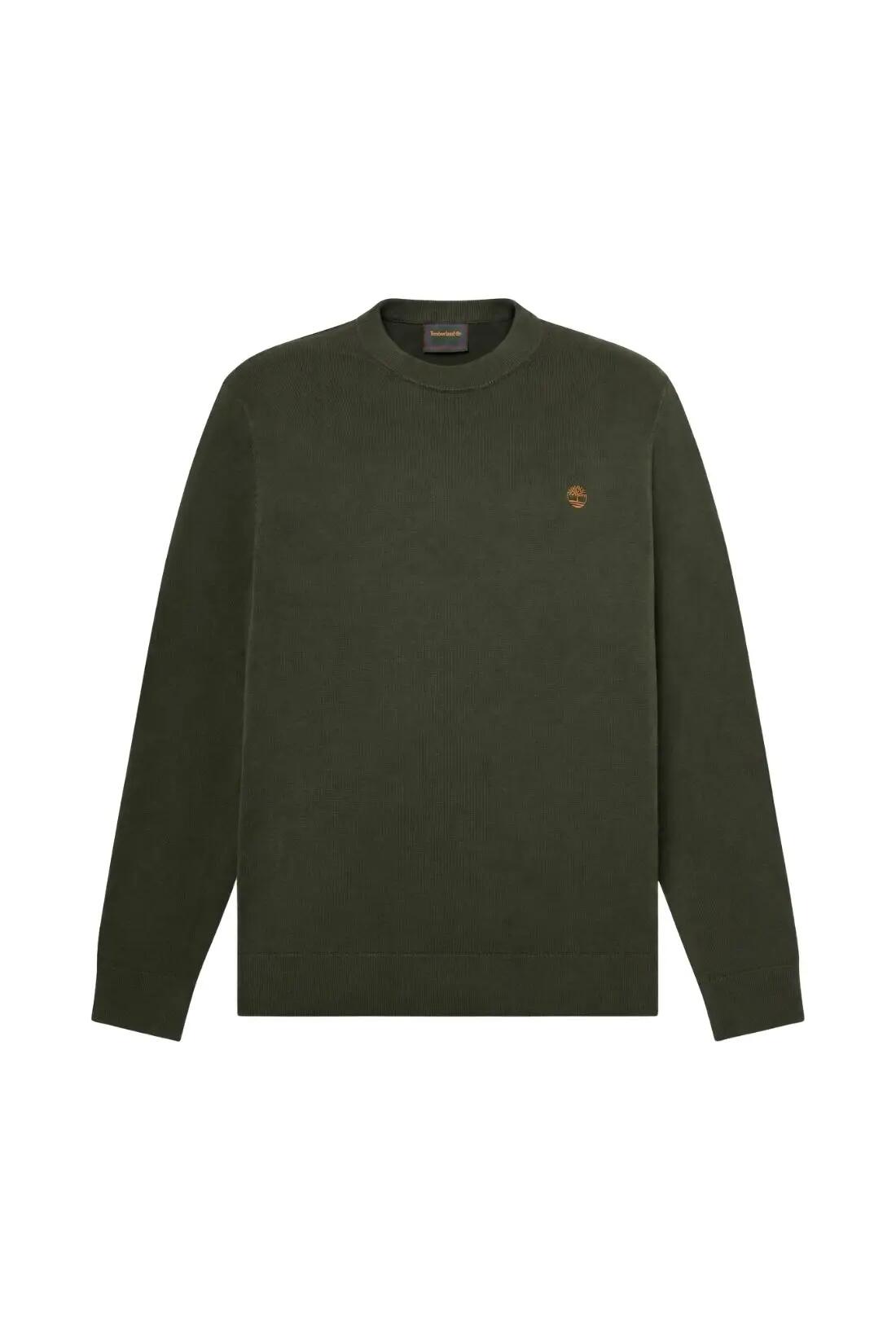 maglia - casual - uomo - cotone puro, logo ricamato - verde scuro 2/3
