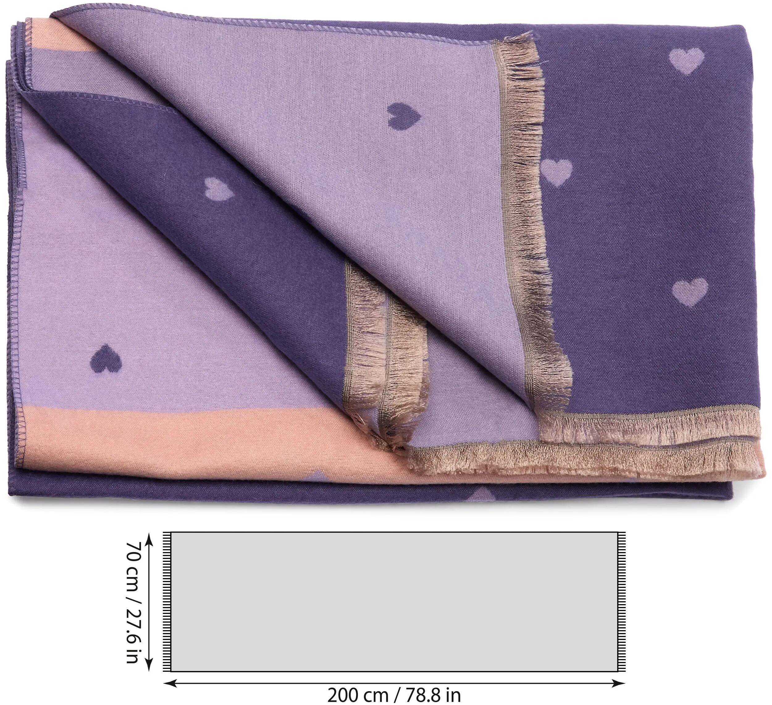 X2 Sciarpa Cashmirillo 70 x 200 cm - motivo a cuori - Lilla e Rosa 5/7