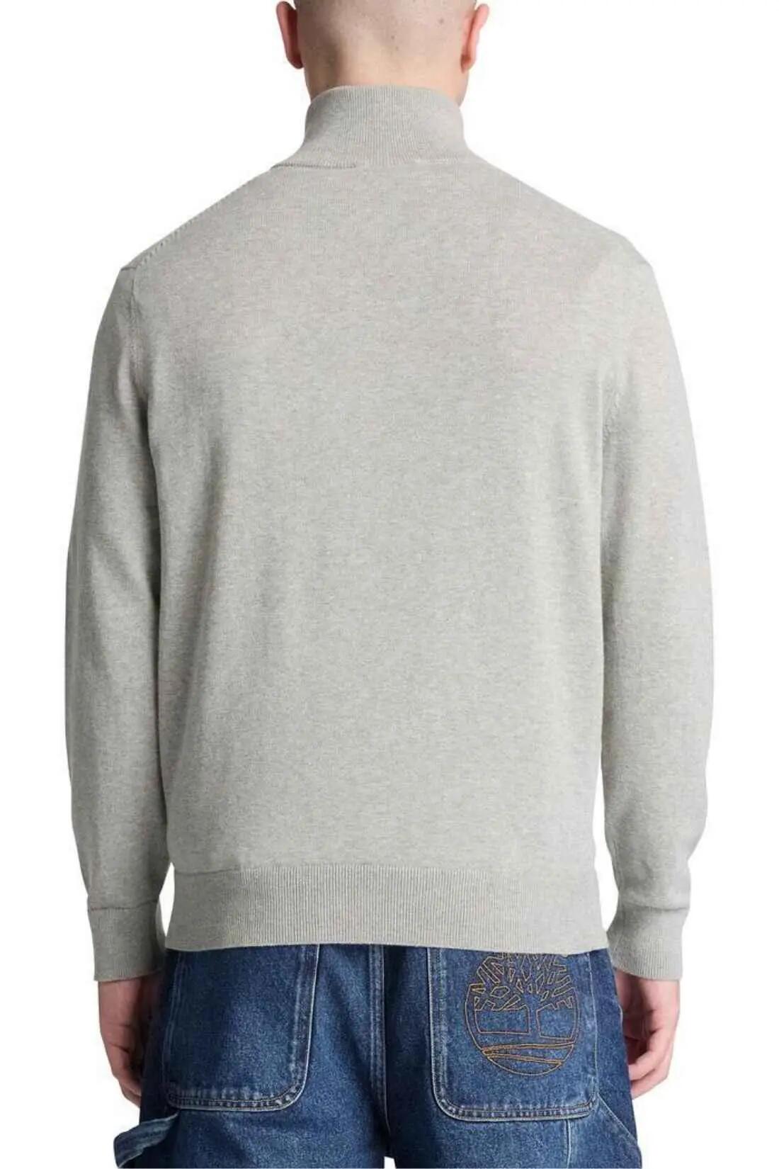 pullover - hombre - medio cremallera - algodón 100% - gris 3/4