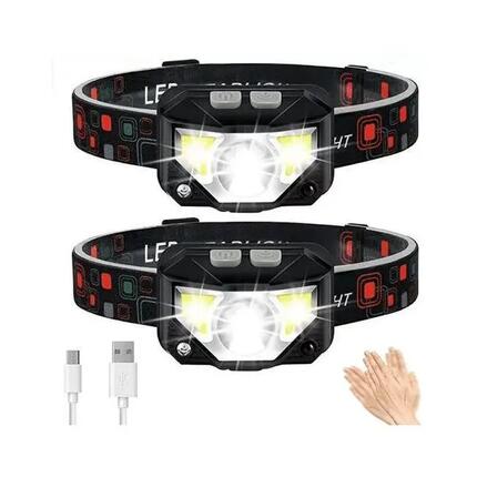 Lot de 2 lampes frontales rechargeables ultra puissantes, lampe frontale LED USB