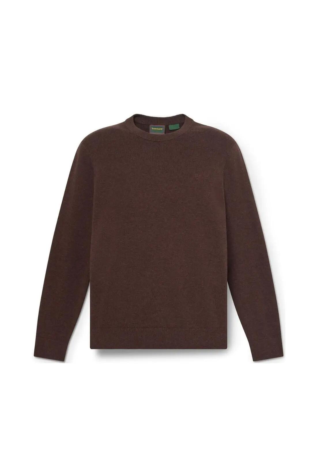 pull - lifestyle - homme - col rond, manches longues, logo brodé - marron 2/3