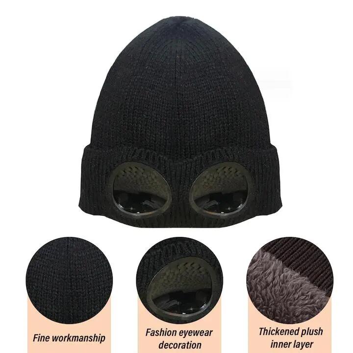 QttvbTna Bonnet avec lunettes, acrylique, taille unique, noir 3/6