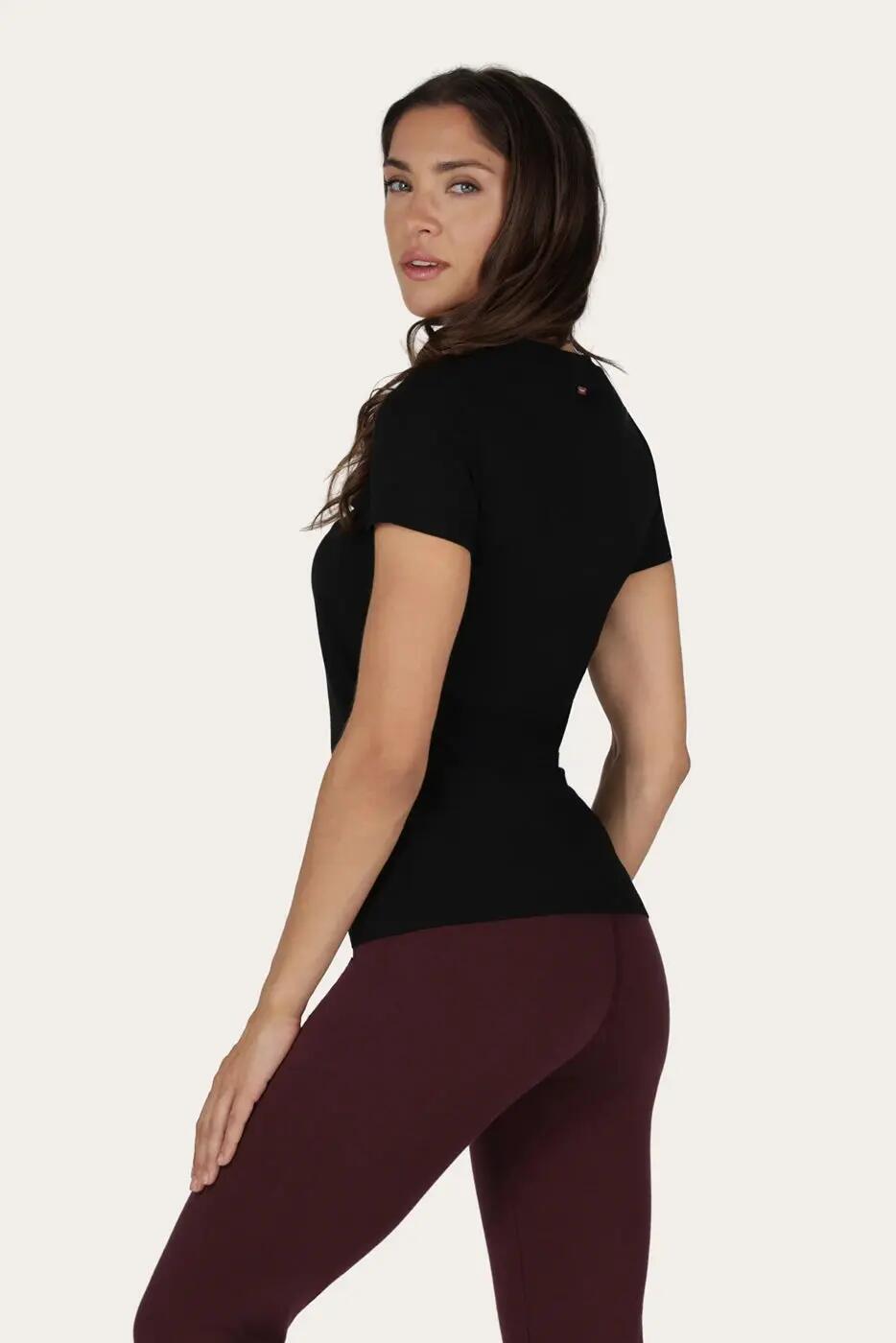 : T-shirt de Yoga & Pilates Lua - Noir Onyx 3/6