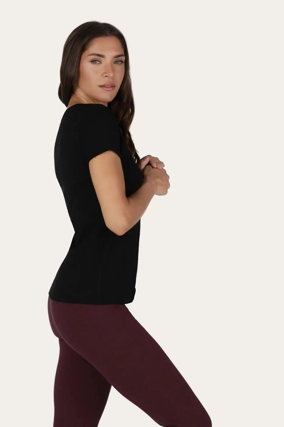 : T-shirt de Yoga & Pilates Lua - Noir Onyx 2/6