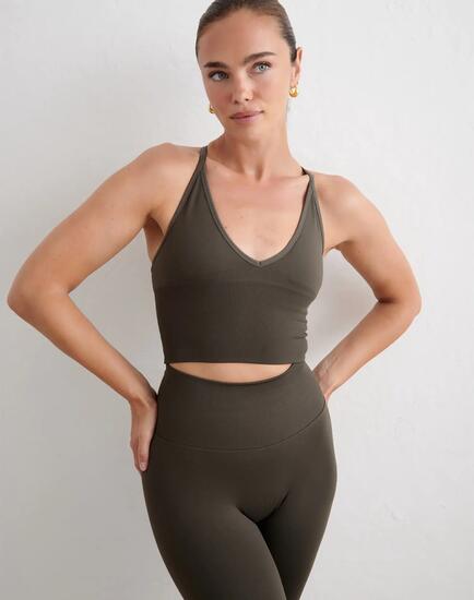 Femme Brassière de Sport Sans Couture Dos Croisé Coques Amovibles Shape Lierre