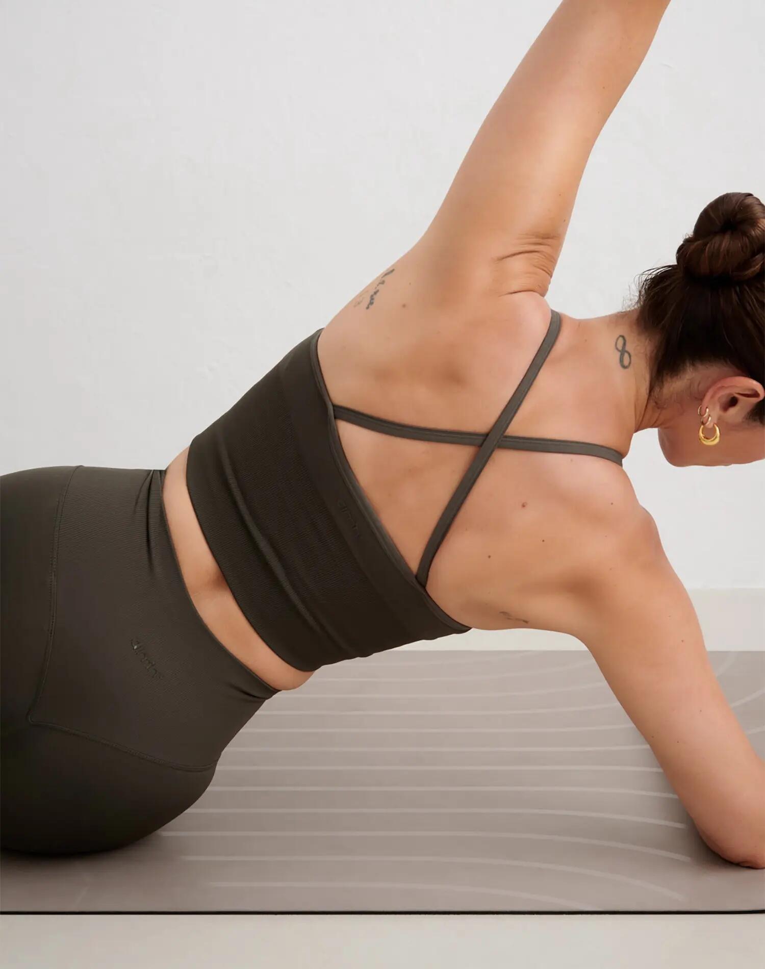 Mujer Sujetador Deportivo Sin Costuras Espalda Cruzada Shape Verde Oscuro 7/7