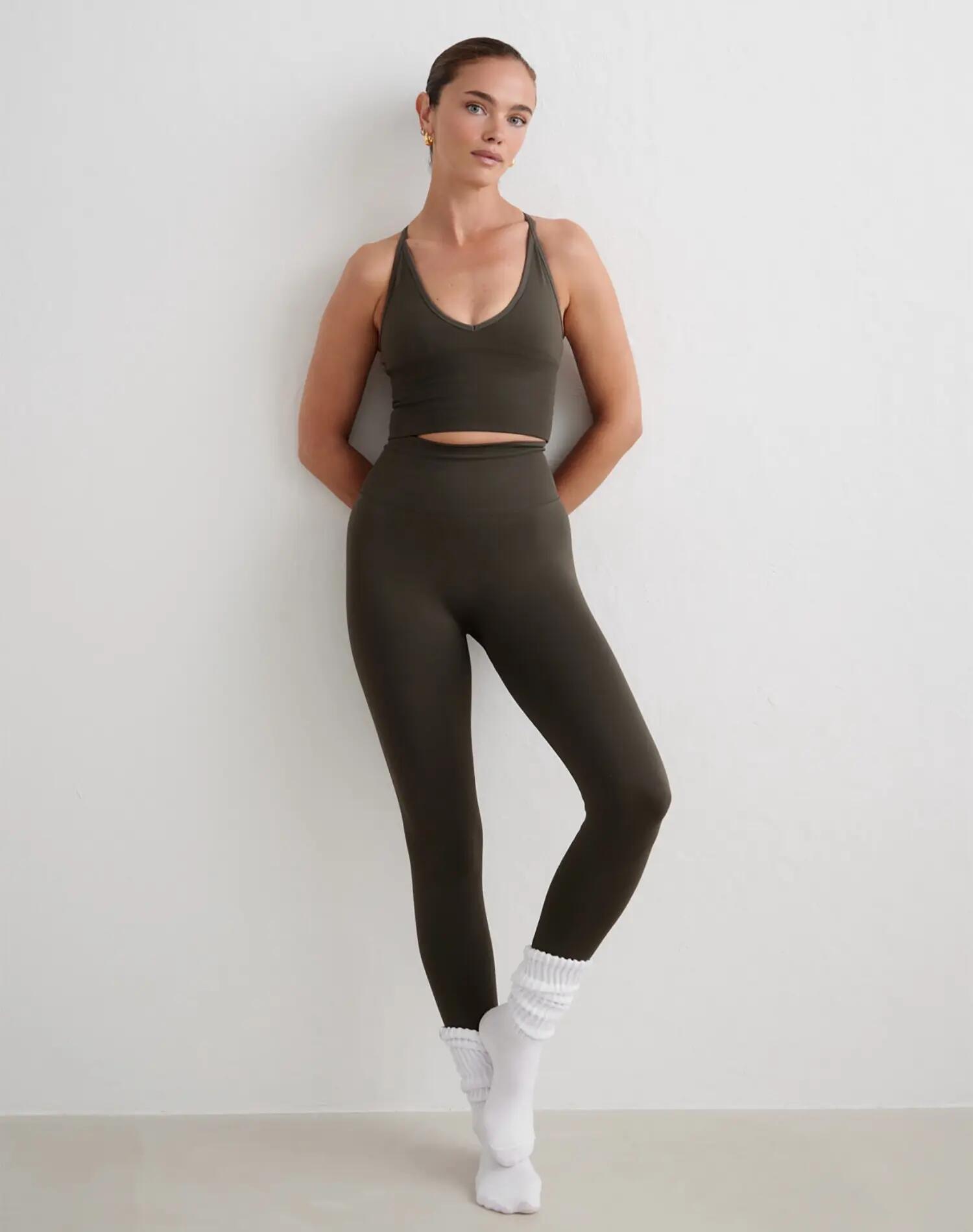 Mujer Sujetador Deportivo Sin Costuras Espalda Cruzada Shape Verde Oscuro 3/7