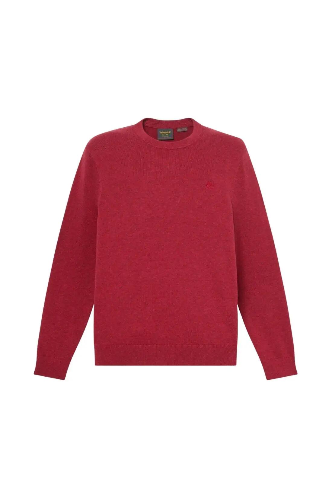 Pull - casual - homme - col rond, manches longues, logo brodé - rouge 2/3