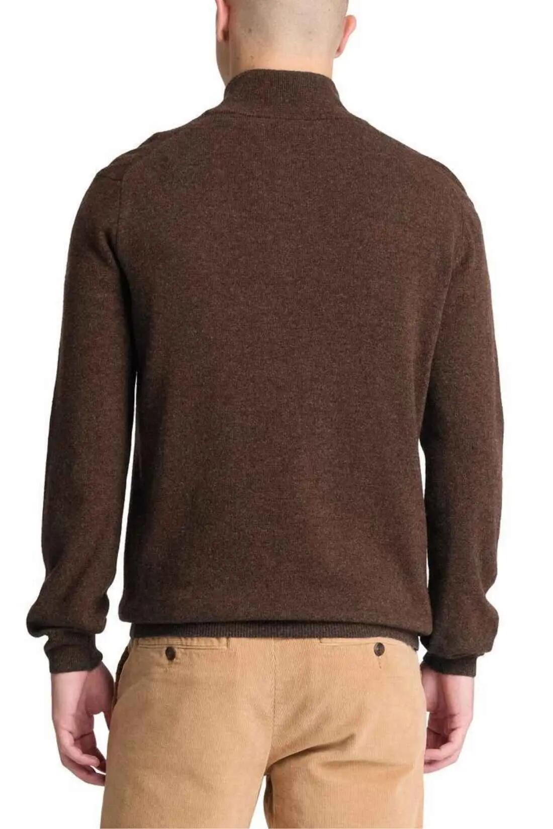 Pullover - hombre - mezcla de lana - media cremallera - marrón 3/3