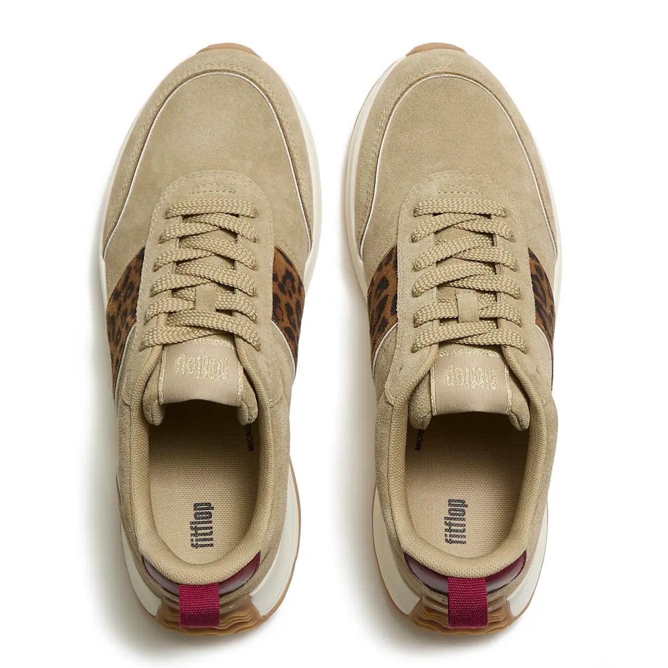 FITFLOP F-Mode Flow Suede Leopard Trainers  CAPPUCCINO 43 5/7