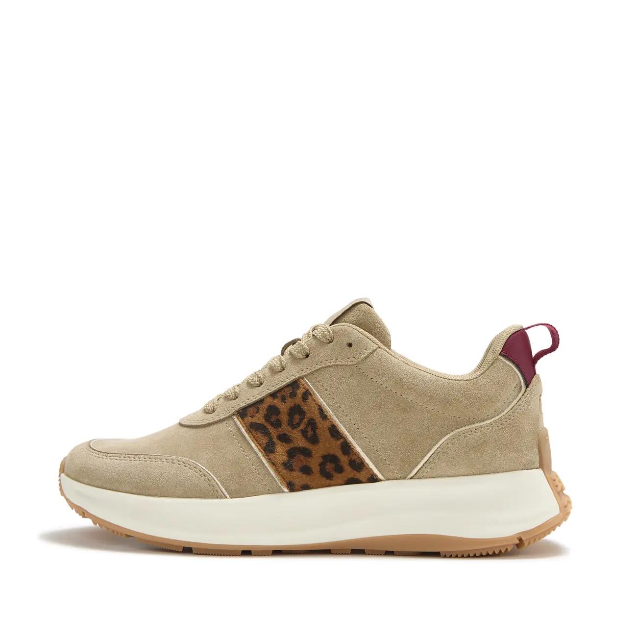 FITFLOP F-Mode Flow Suede Leopard Trainers  CAPPUCCINO 43 3/7