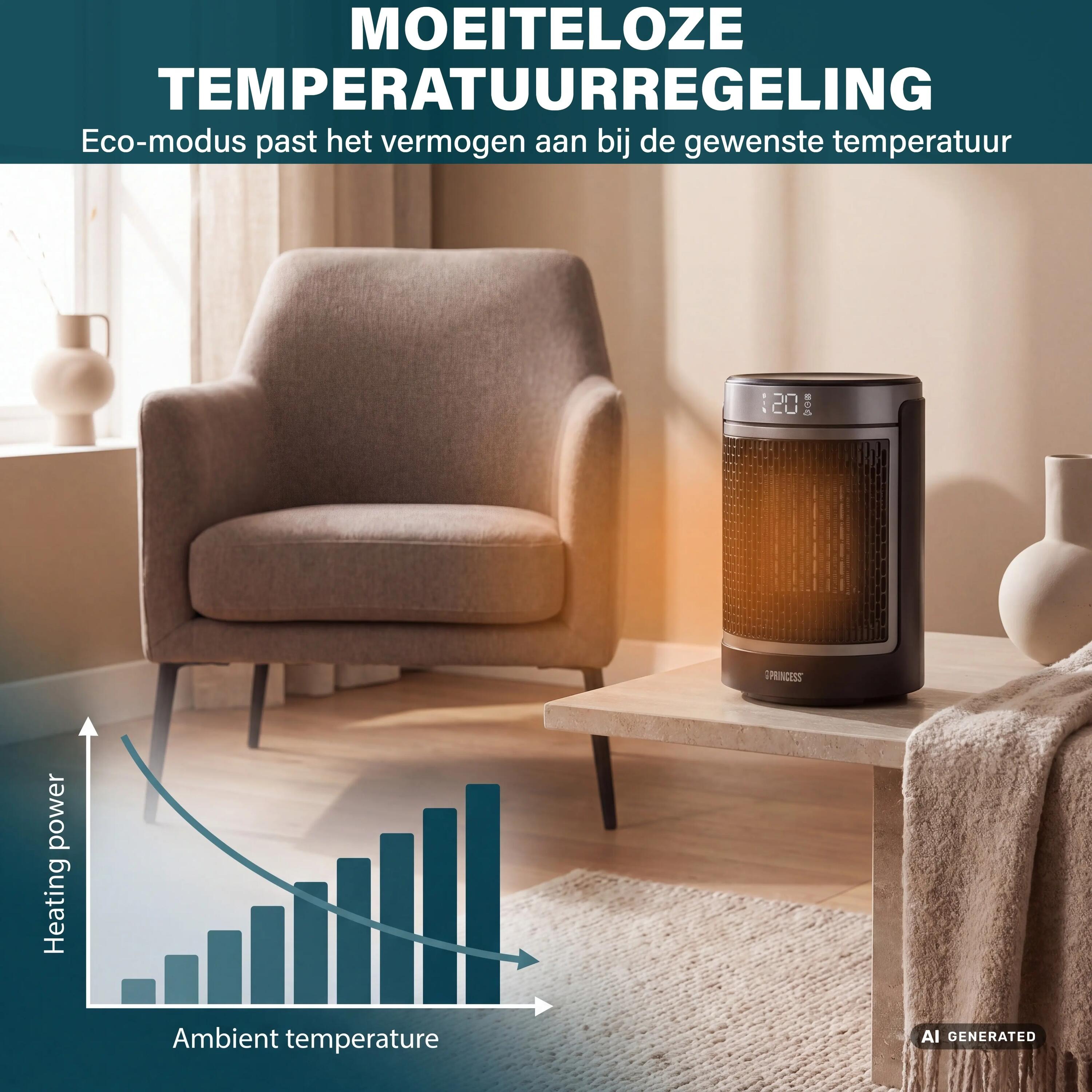 Princess Keramische Kachel - 1500W - Afstandsbediening - Timer - LED Display 7/7