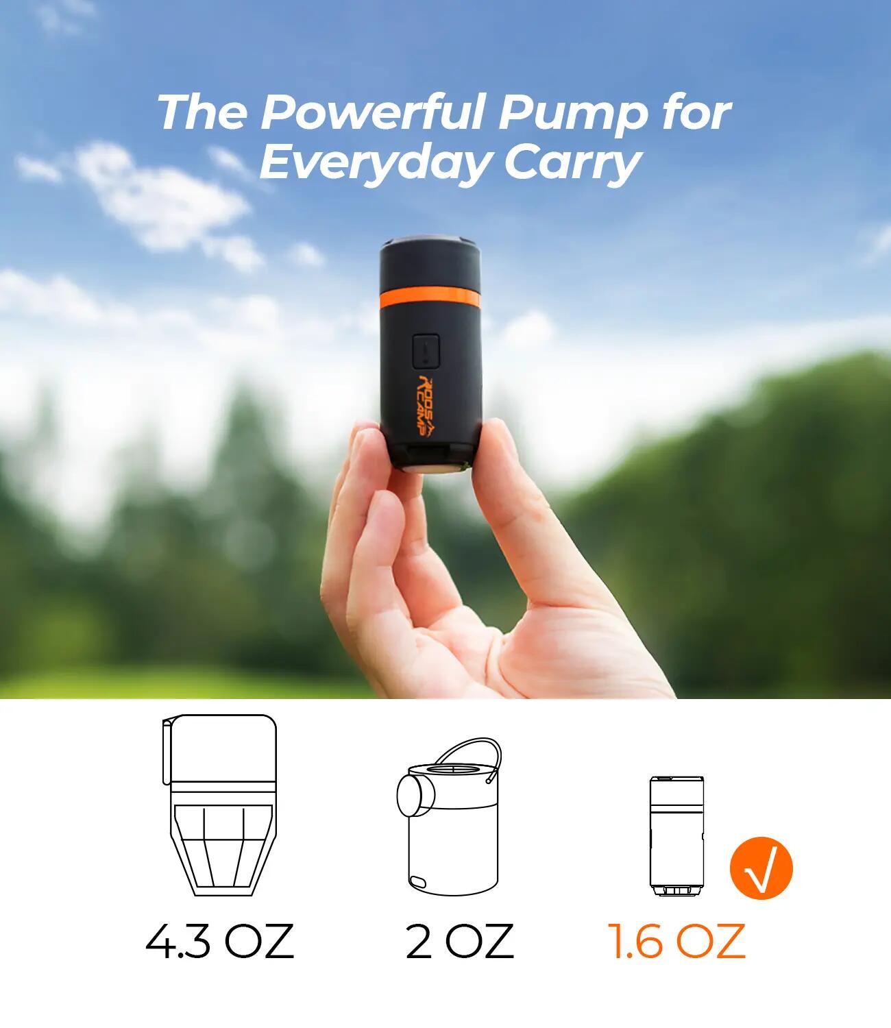 RoosCamp Aero Pump 3-in-1 Mini Luchtpomp – Draagbare Elektrische Luchtpomp 3/15