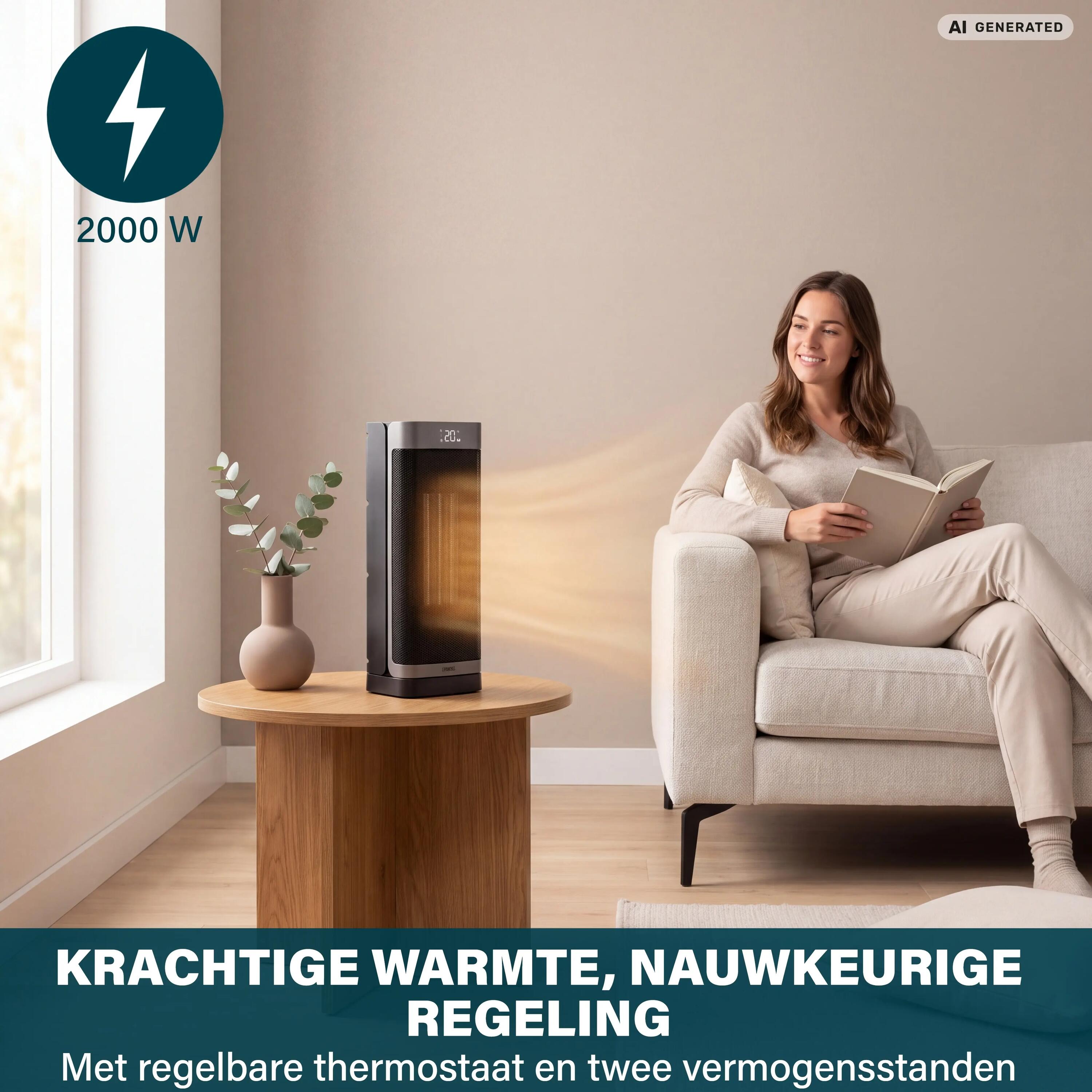 Keramische Campingkachel - 2000W - Afstandsbediening - Timer - Zwart 6/7