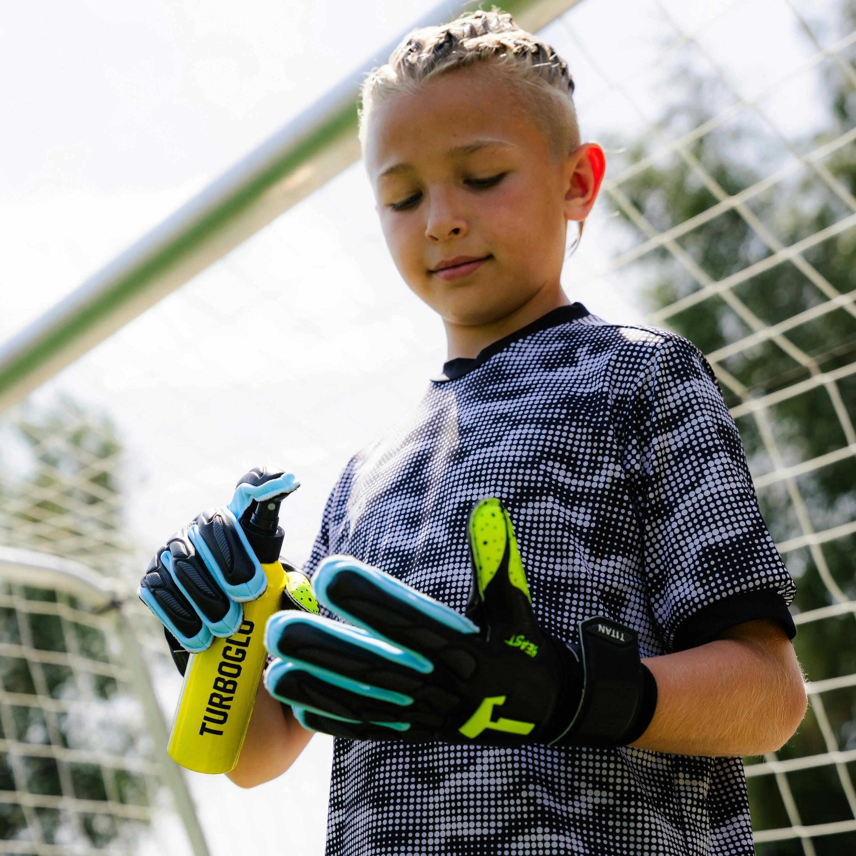 T1TAN Gants Gardien Enfants BEAST 4.0 Electric Yellow Junior FP, Taille 6 6/8