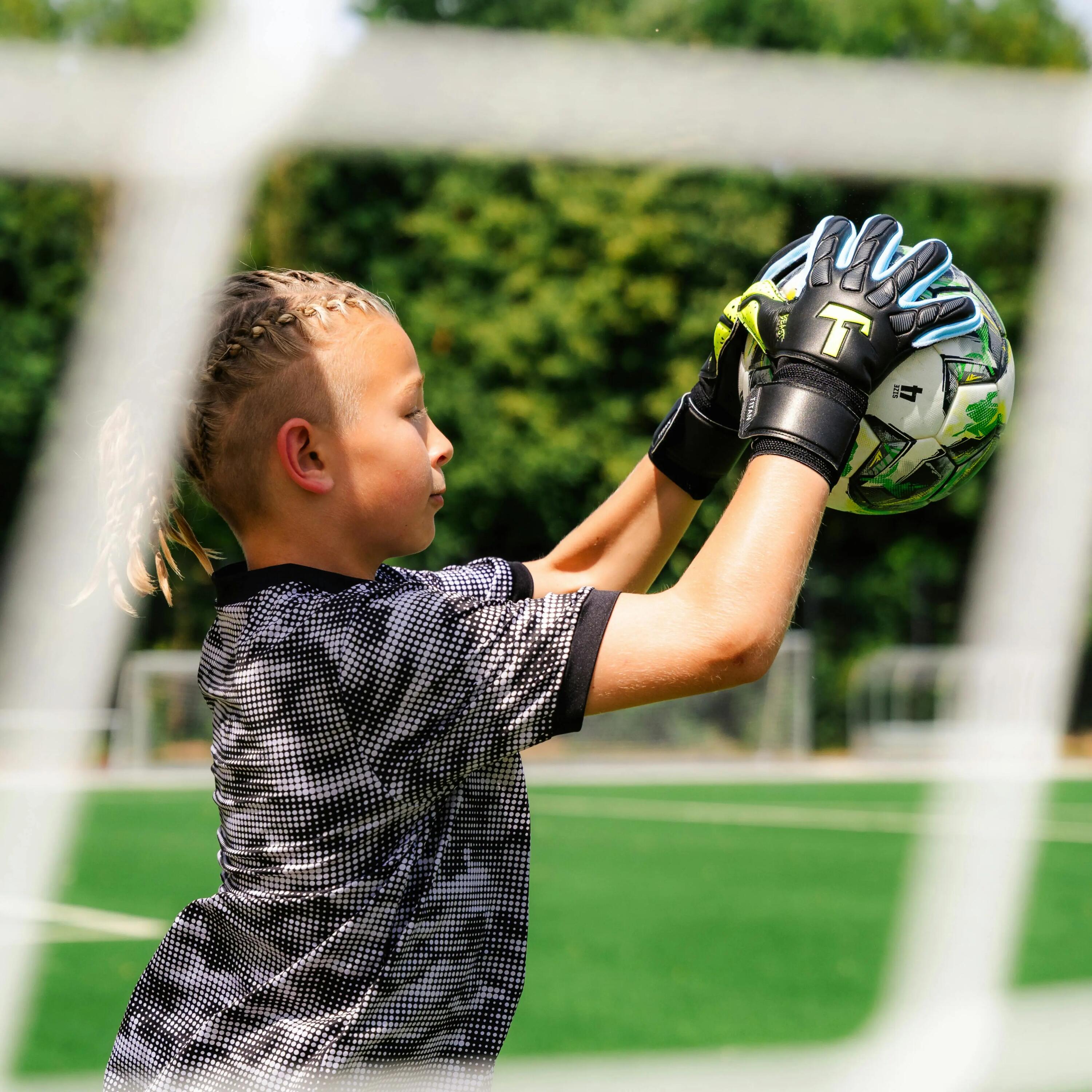 T1TAN Gants Gardien Enfants BEAST 4.0 Electric Yellow Junior FP, Taille 6 3/8