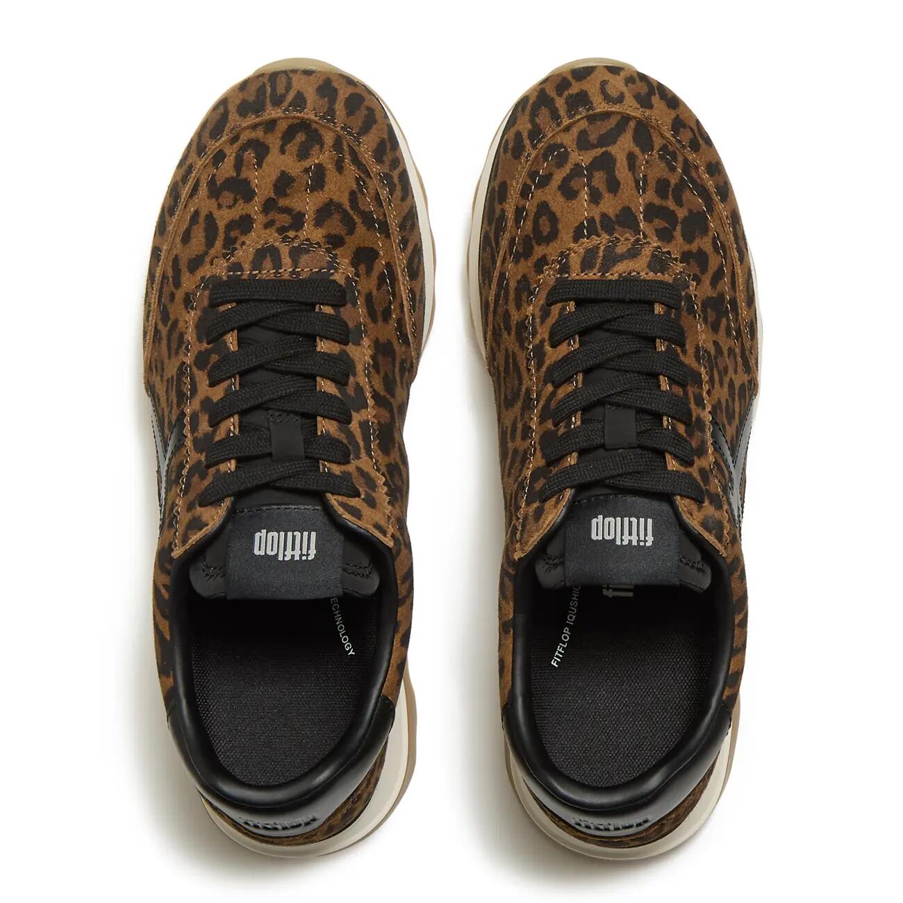 FITFLOP Retro-Q FF Suede Leopard Trainers  LICHTBRUIN/ZWART 39 5/7