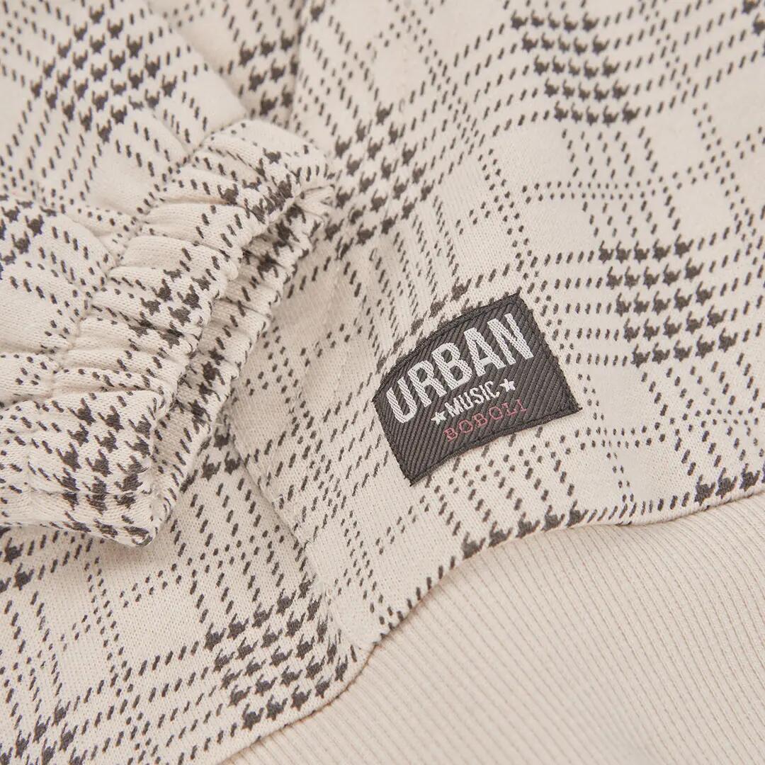Sudadera felpa niño beige estampado cuadros 4/4