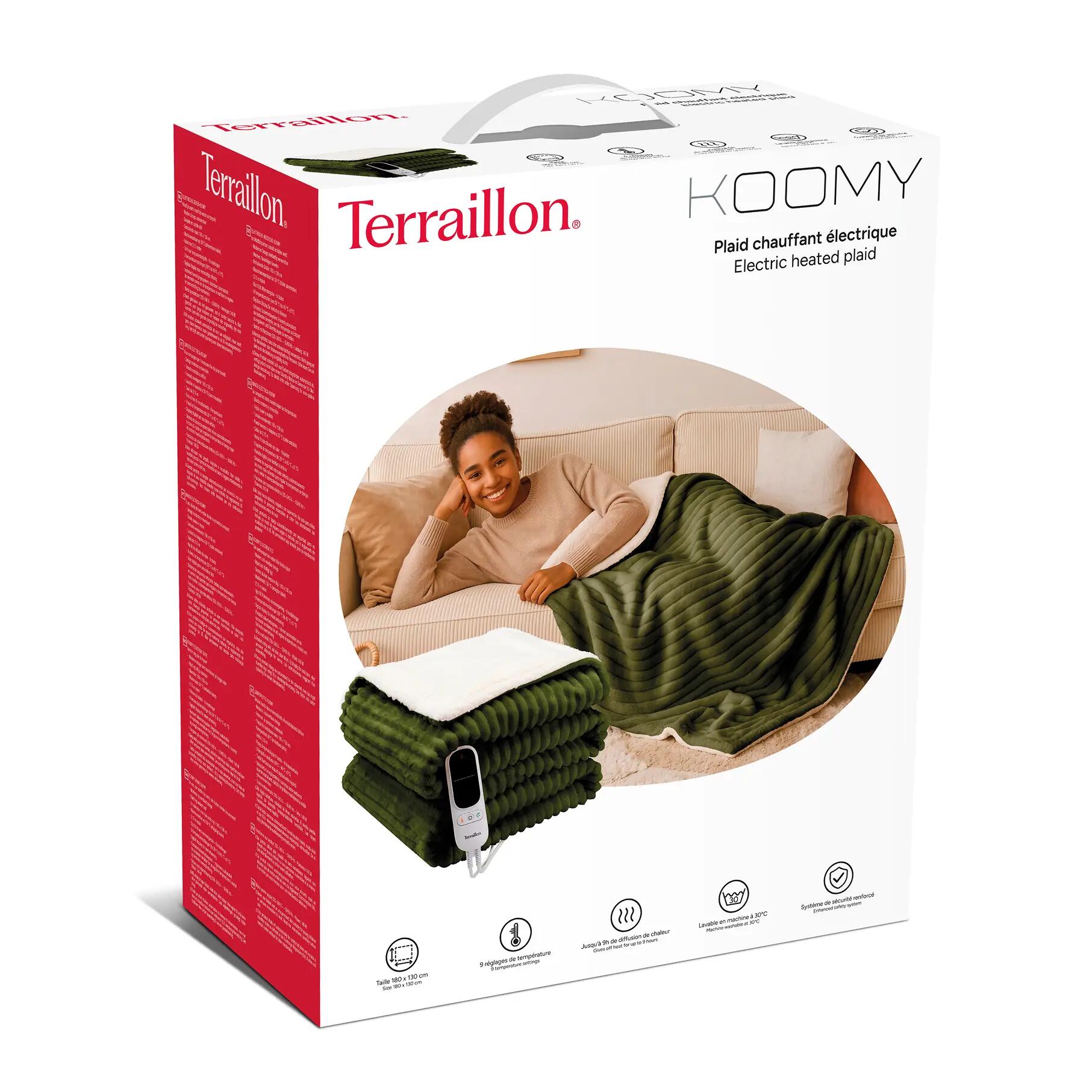 Couverture chauffante électrique KOOMY Kaki - 180x130 - Sherpa et Flanelle 6/6