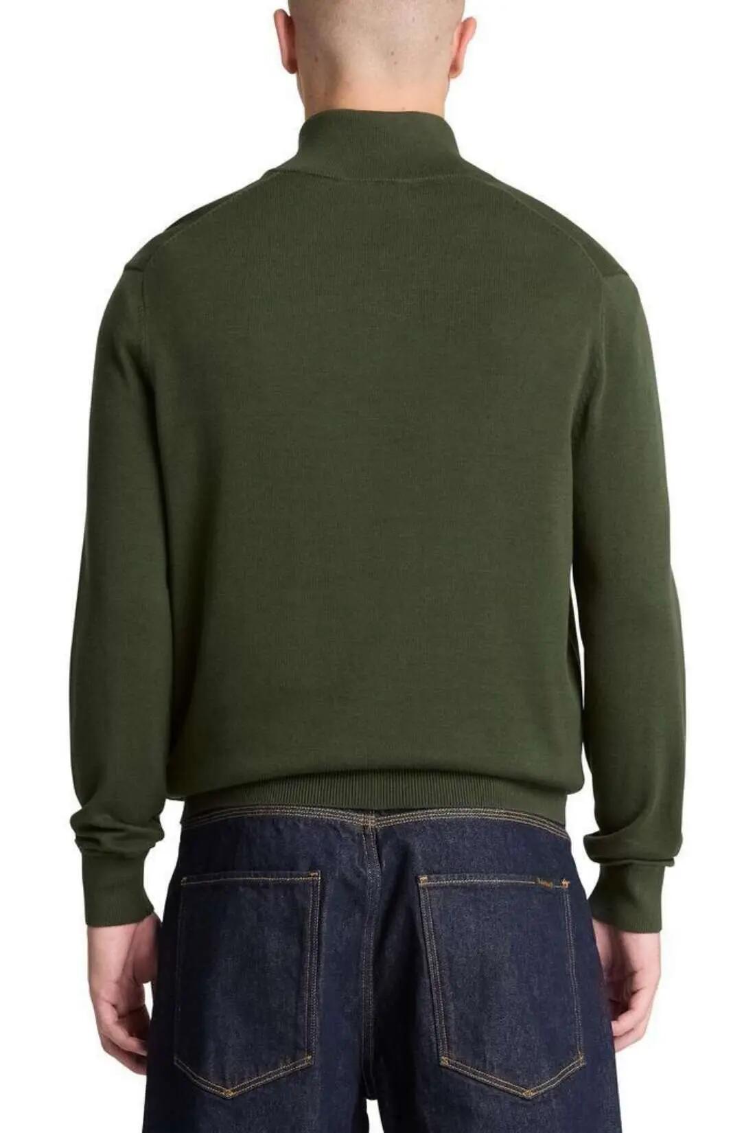 pullover - sportswear - hombre - regular fit, media cremallera - verde militar 3/4