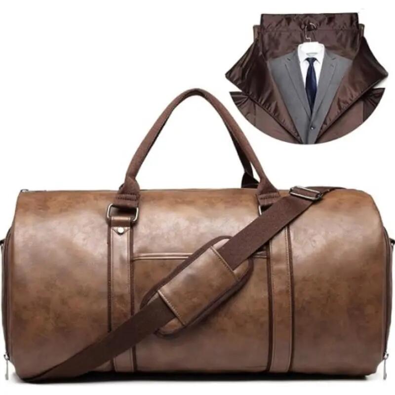 Sac de voyage en cuir pour vêtements, sac polochon convertible pour costume homm 2/5