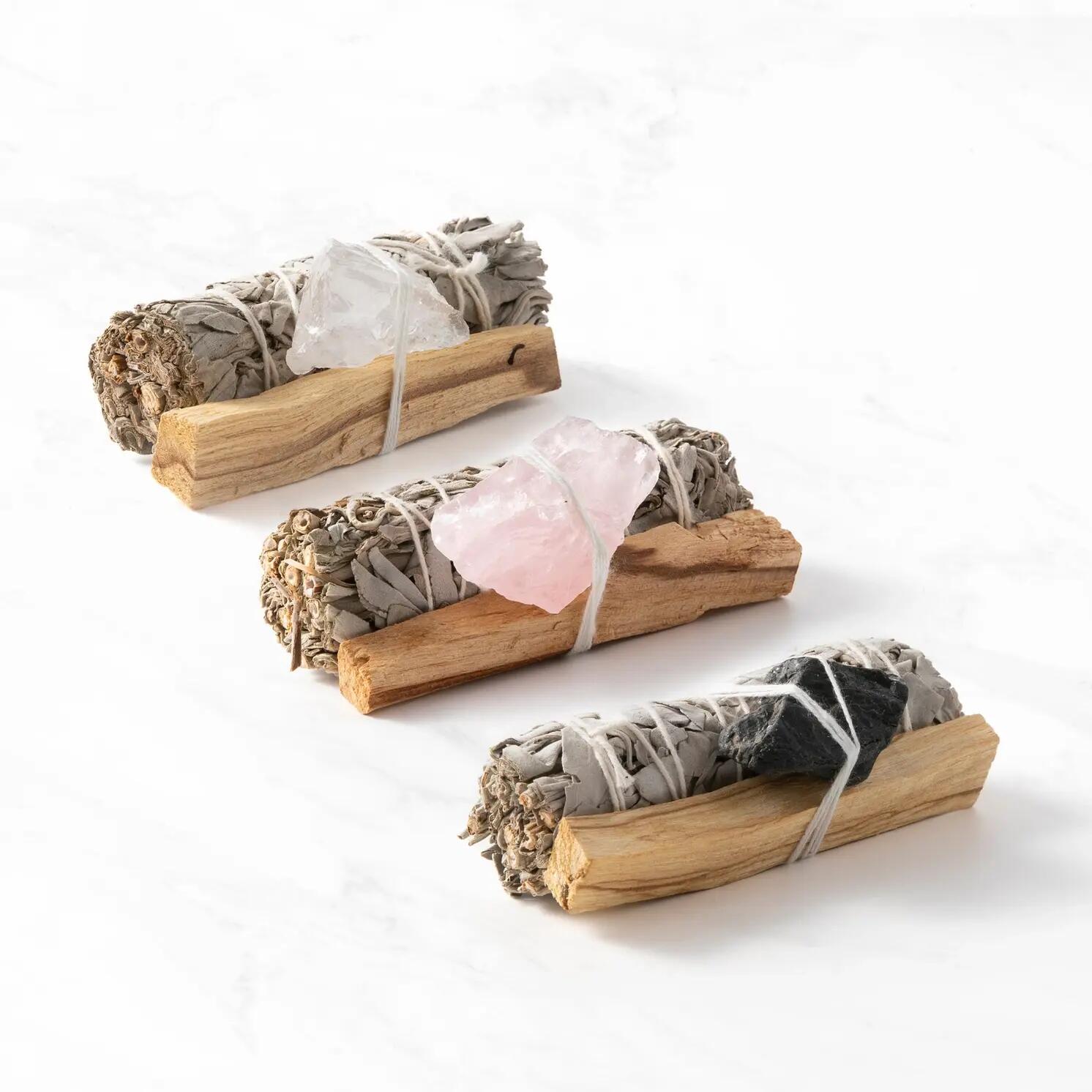 Smudge Incense Ritual Set, 3-Piece, Rose Quartz 3/5