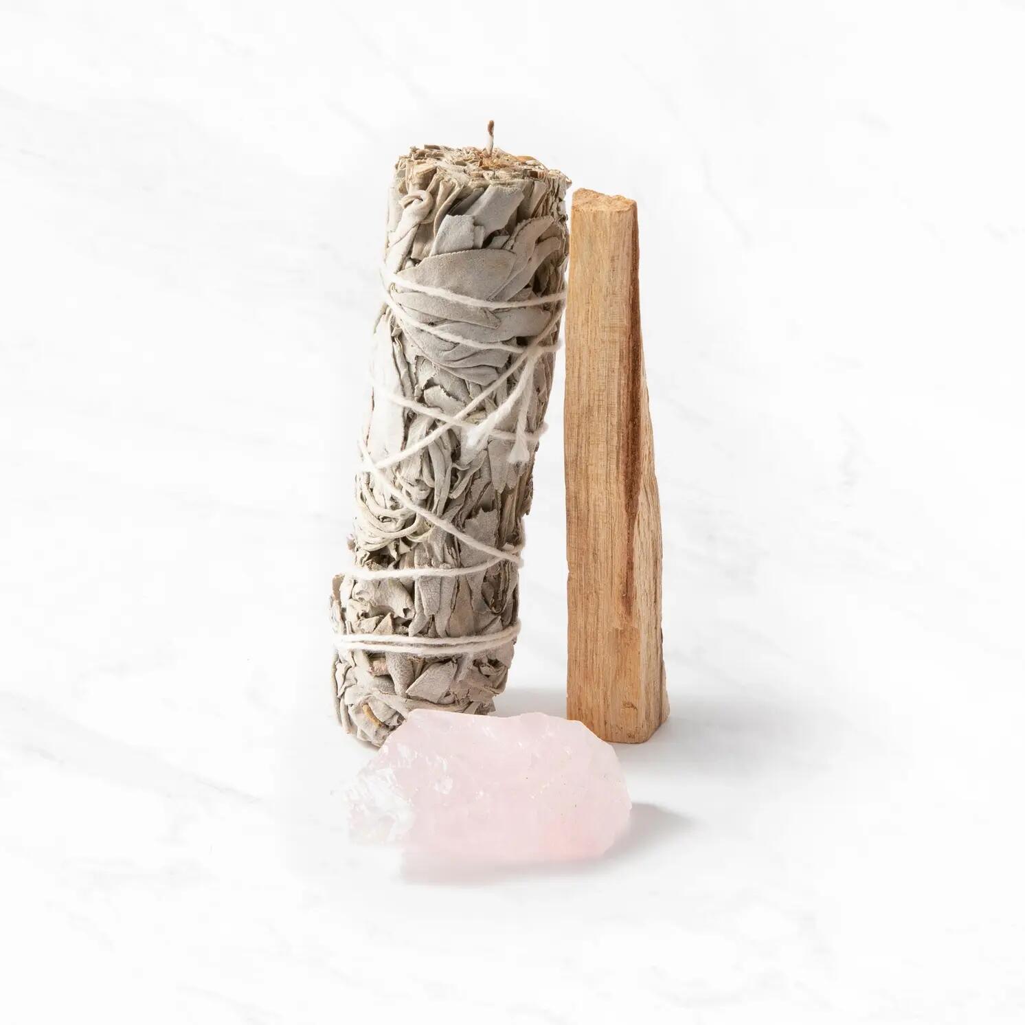Smudge Incense Ritual Set, 3-Piece, Rose Quartz 2/5