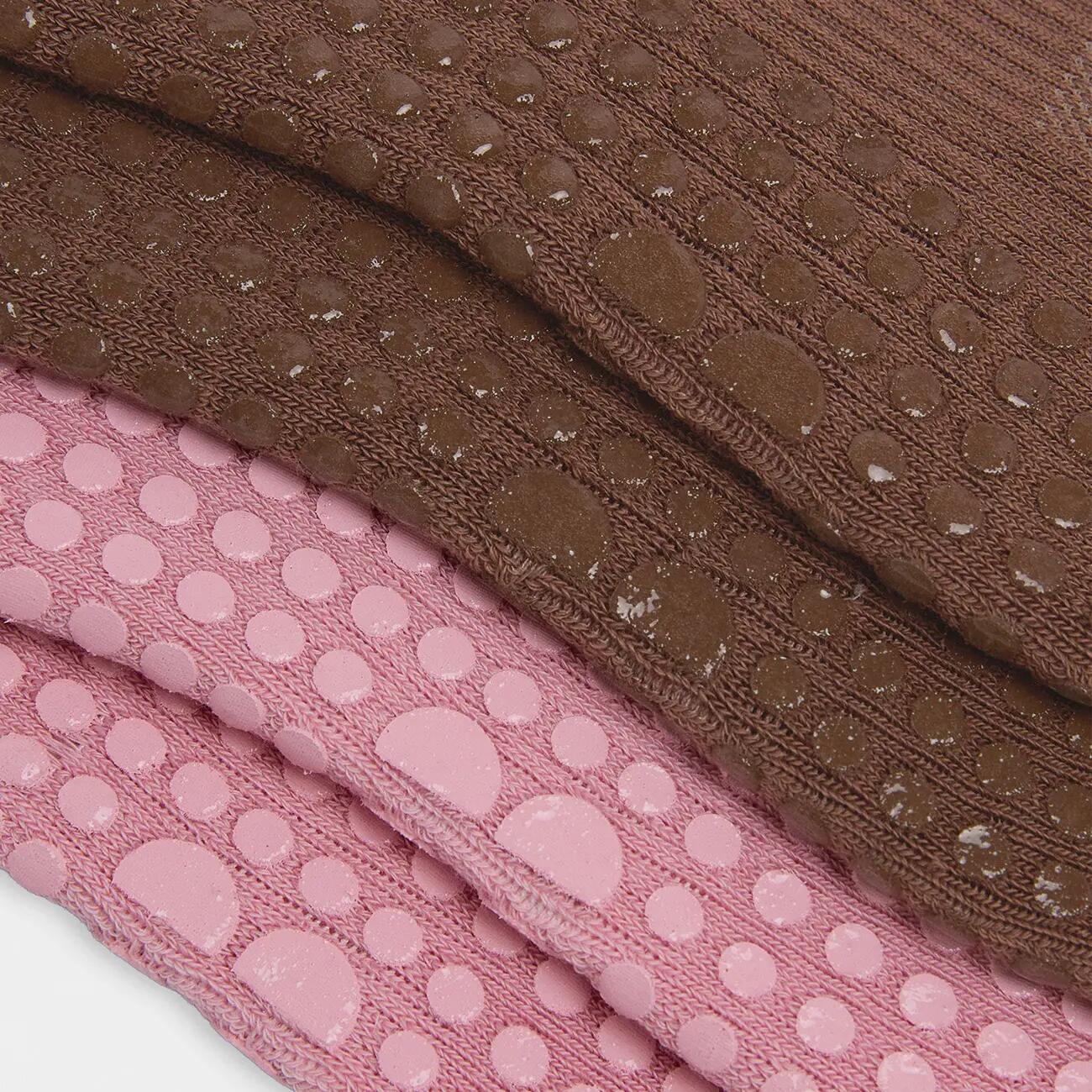 SWEATY BETTY Ballet Gripper Socks 2 Pack  DecoPink ChestnutBrown 6-8 4/7
