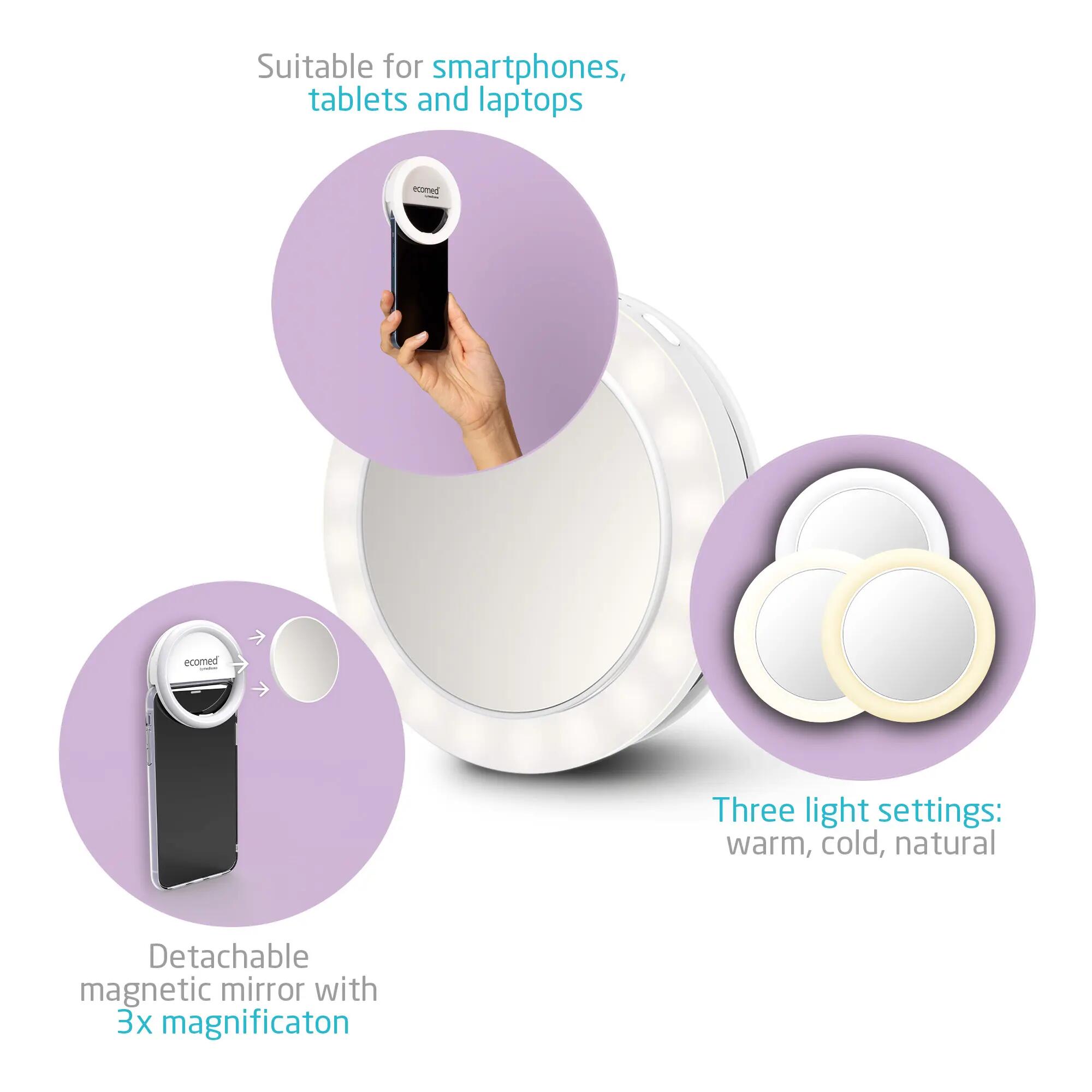 Espejo para selfies CM-20E 2en1 Recargable 4/5