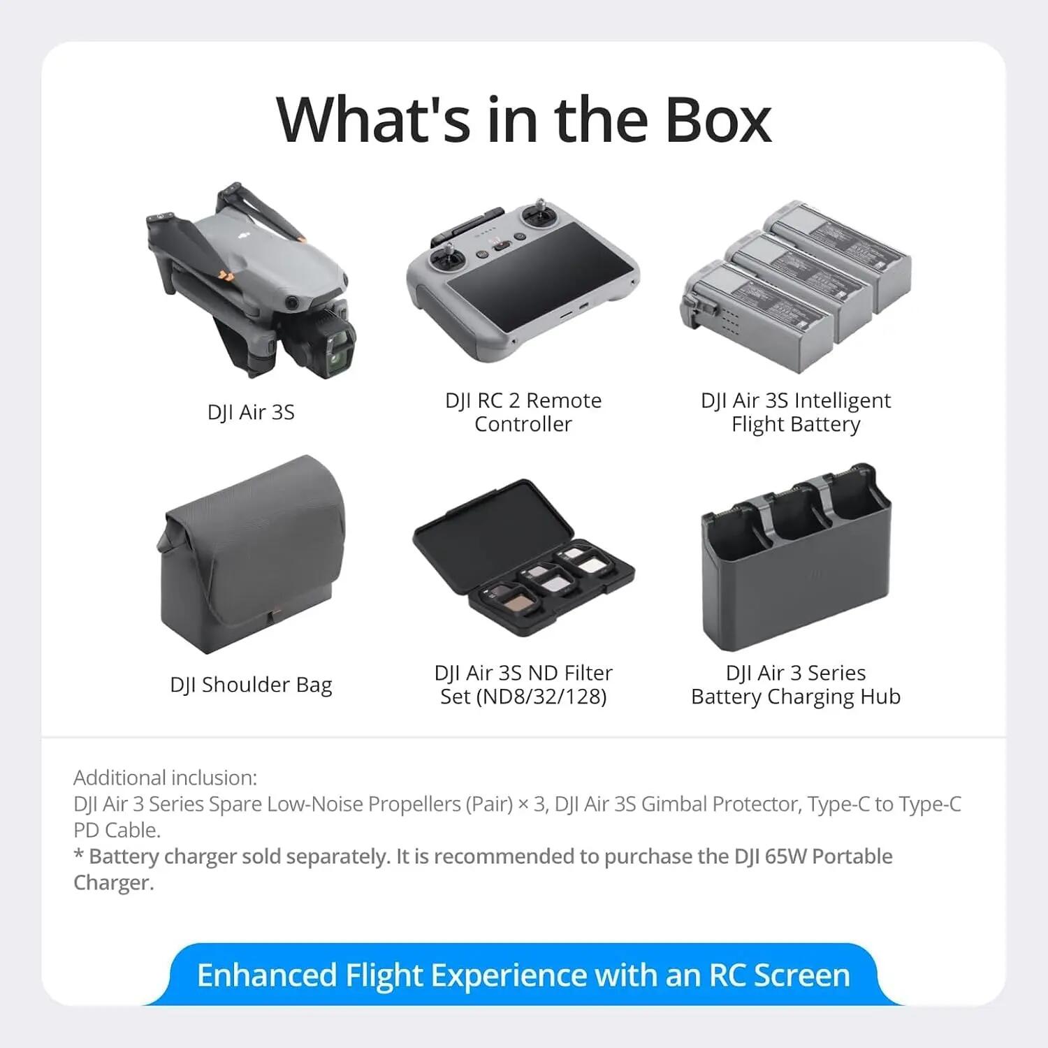 Dron DJI Air 3S Fly More Combo con control remoto DJI RC 2 7/8