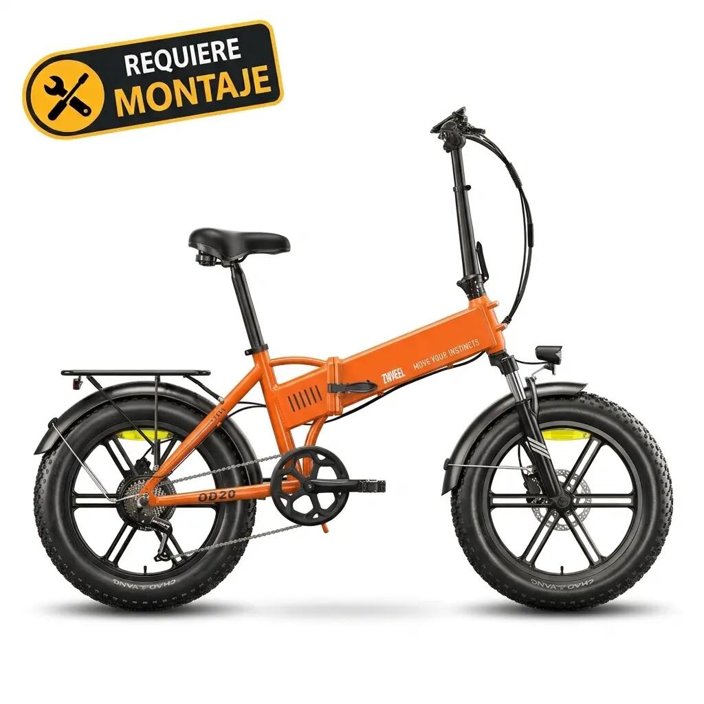 Bicicleta eléctrica plegable ZWheel Urban Flux, 250W, 55nm, 13Ah, 100km, naranja 2/10