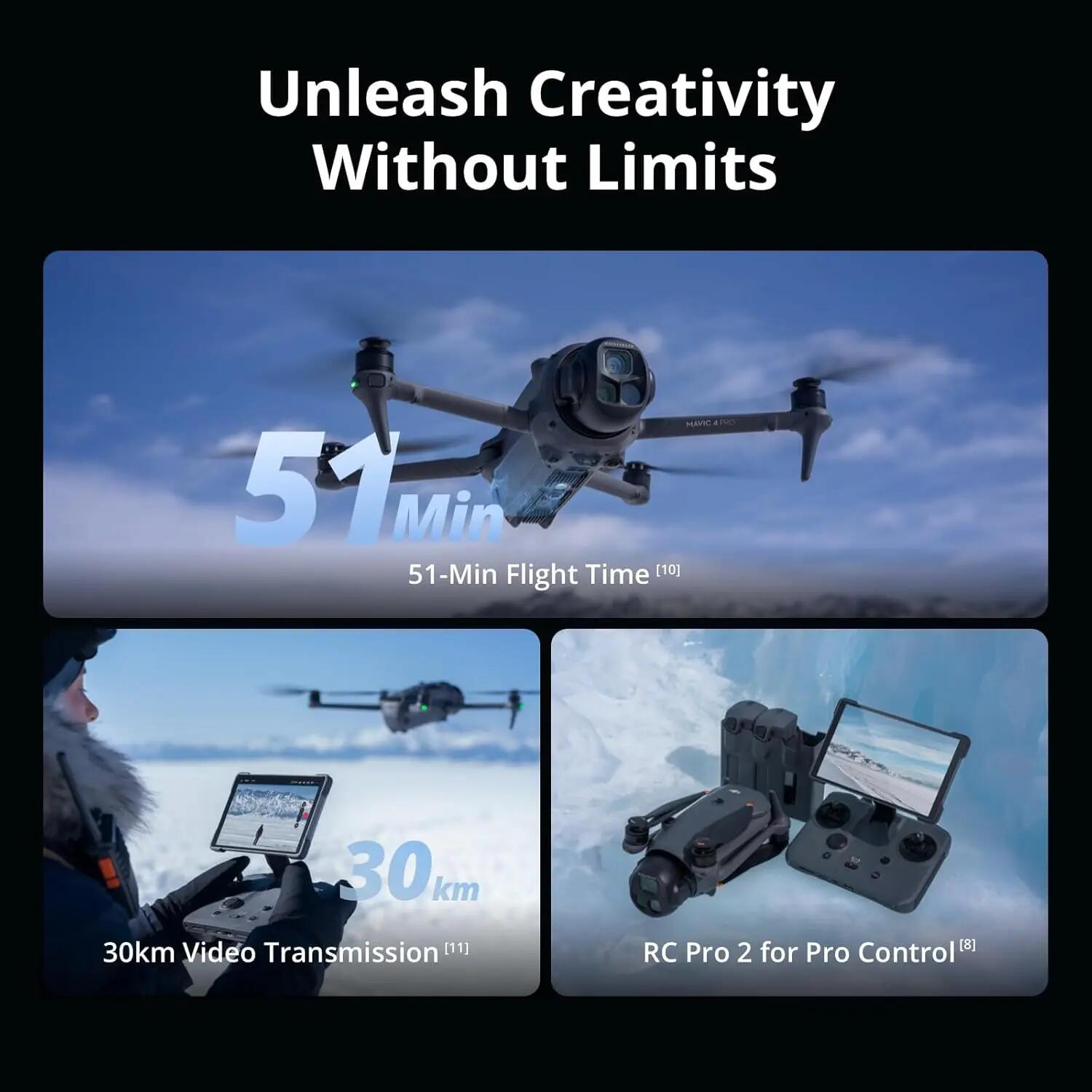 Drone 6K DJI Mavic 4 Pro Fly More Combo con DJI RC 2 7/9