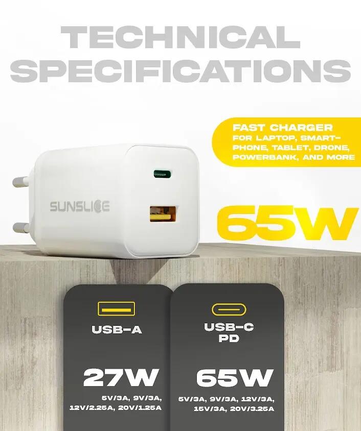 Chargeur GaN 65 W USB-C PD PPS USB-A 27 W Emperion 65 Pro 7/7
