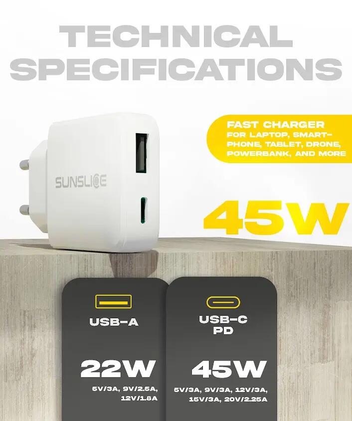 Chargeur GaN 45 W USB-C PD 45 W USB-A 22 W Emperion 45 Mini 7/7