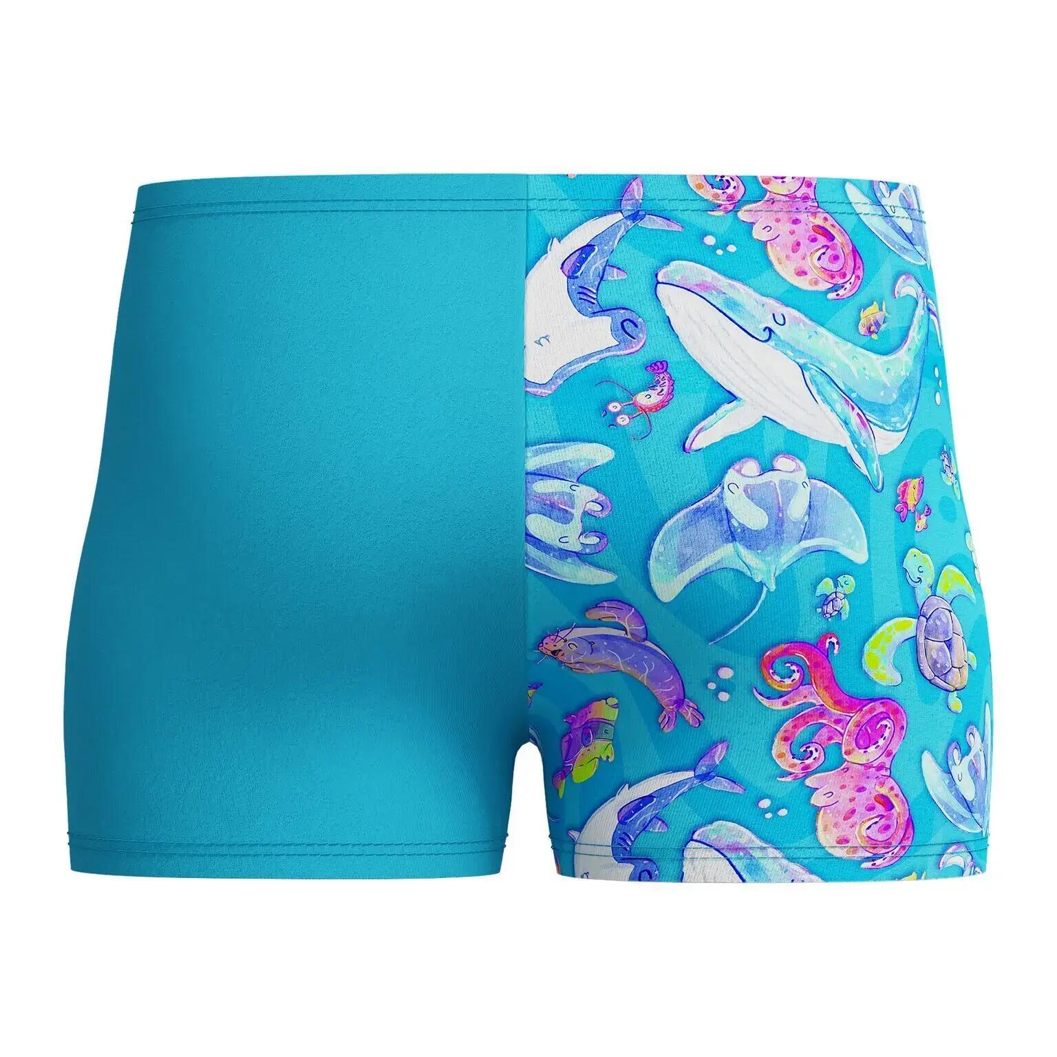Aquashort - Natación - Niño - Estampado marino - Azul 4/5