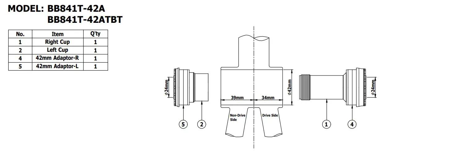 Suport TOKEN BB841T-42A – Cannondale BB30A (42 x 73 mm) 3/6