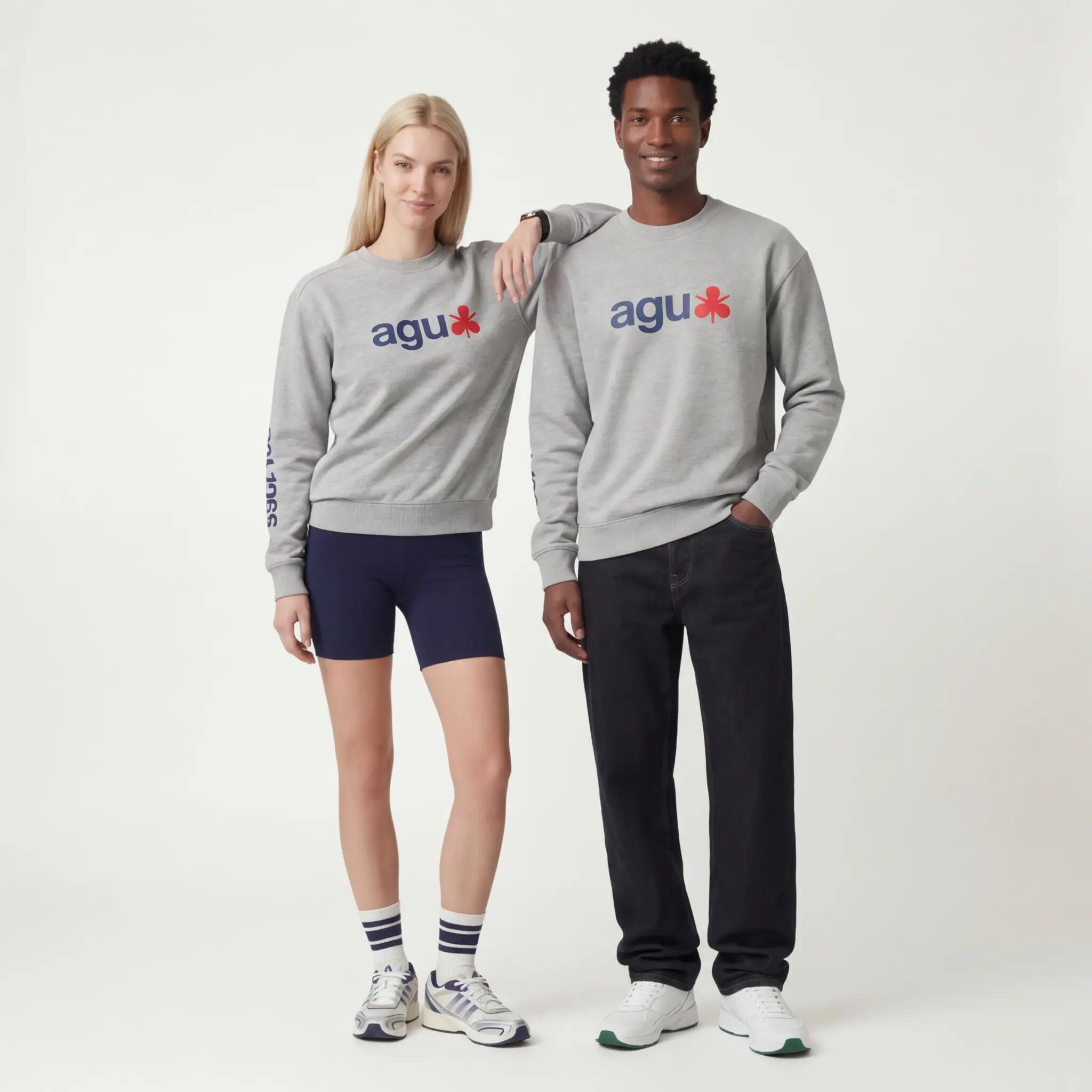Sweater unisexe vélo casual coupe ample gris 2/7