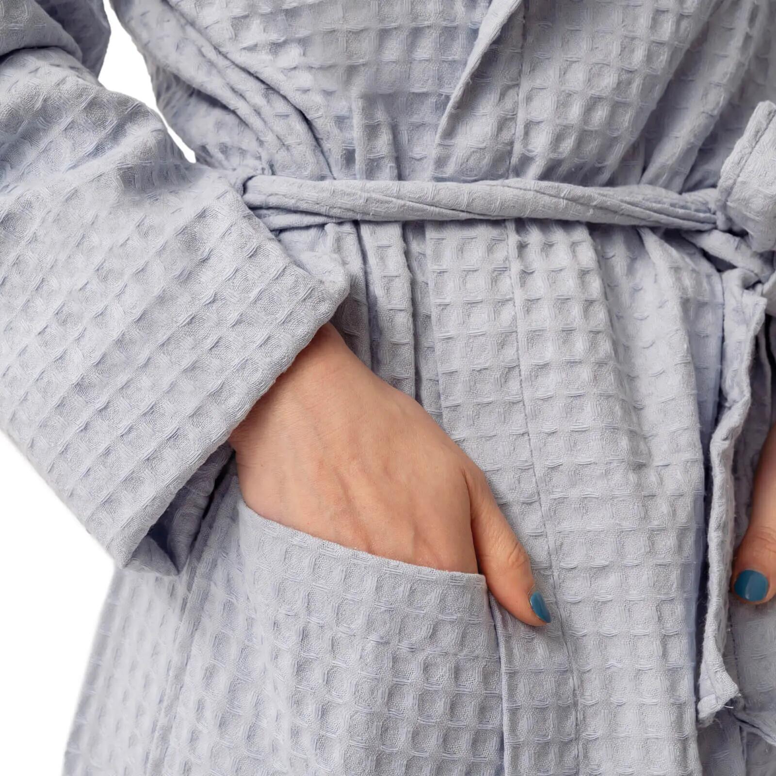 Femme Natation Peignoir nid d'abeille 100 % coton - Bleu clair - L 6/6