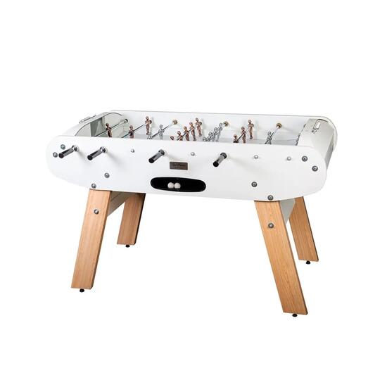 Baby-foot - Jeu intérieur - Plateau en linoléum blanc - Pieds en chêne