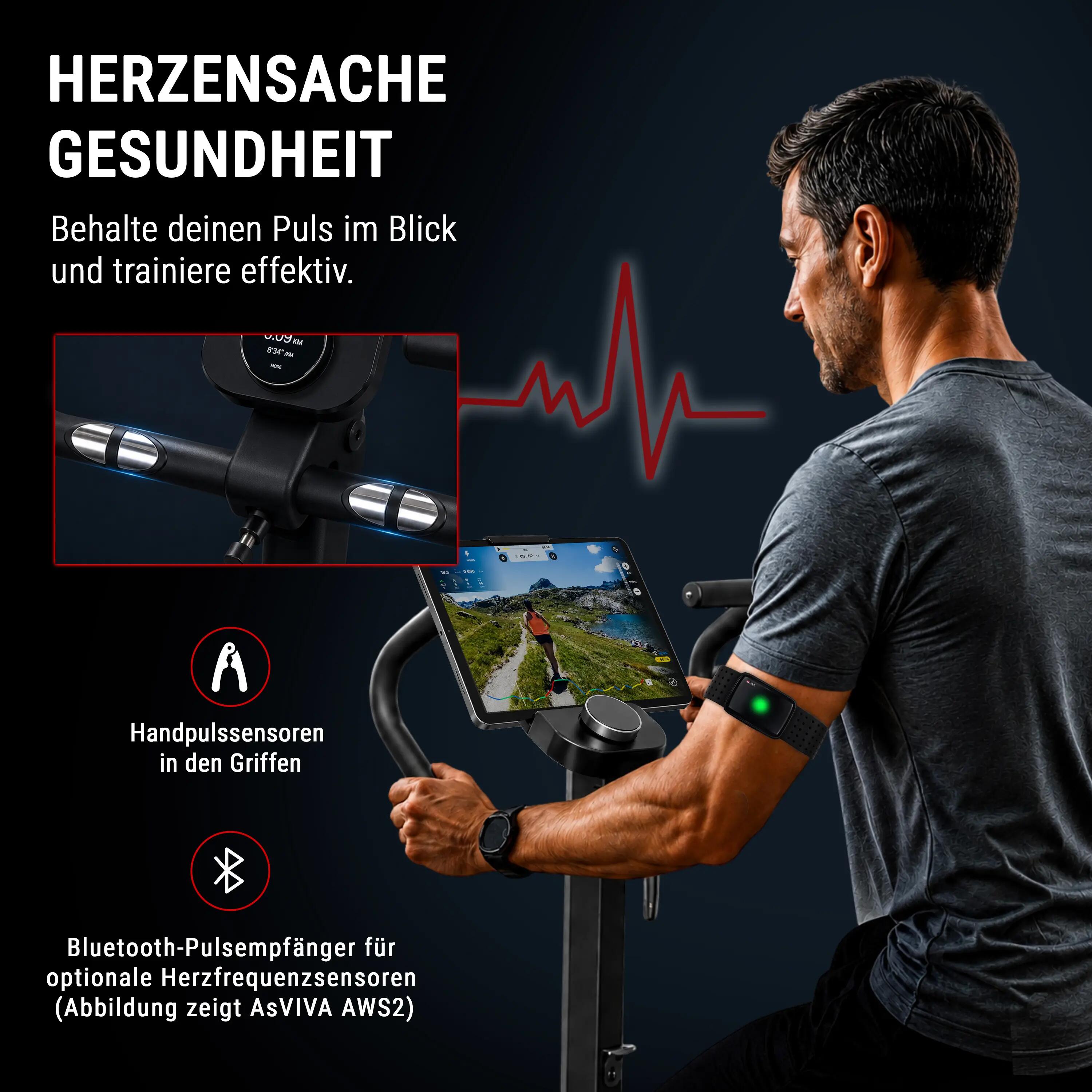 Ergometer Heimtrainer Tiefeinsteiger, 10 cm Einstieg, 32 Stufen, Bluetooth, H12 8/11