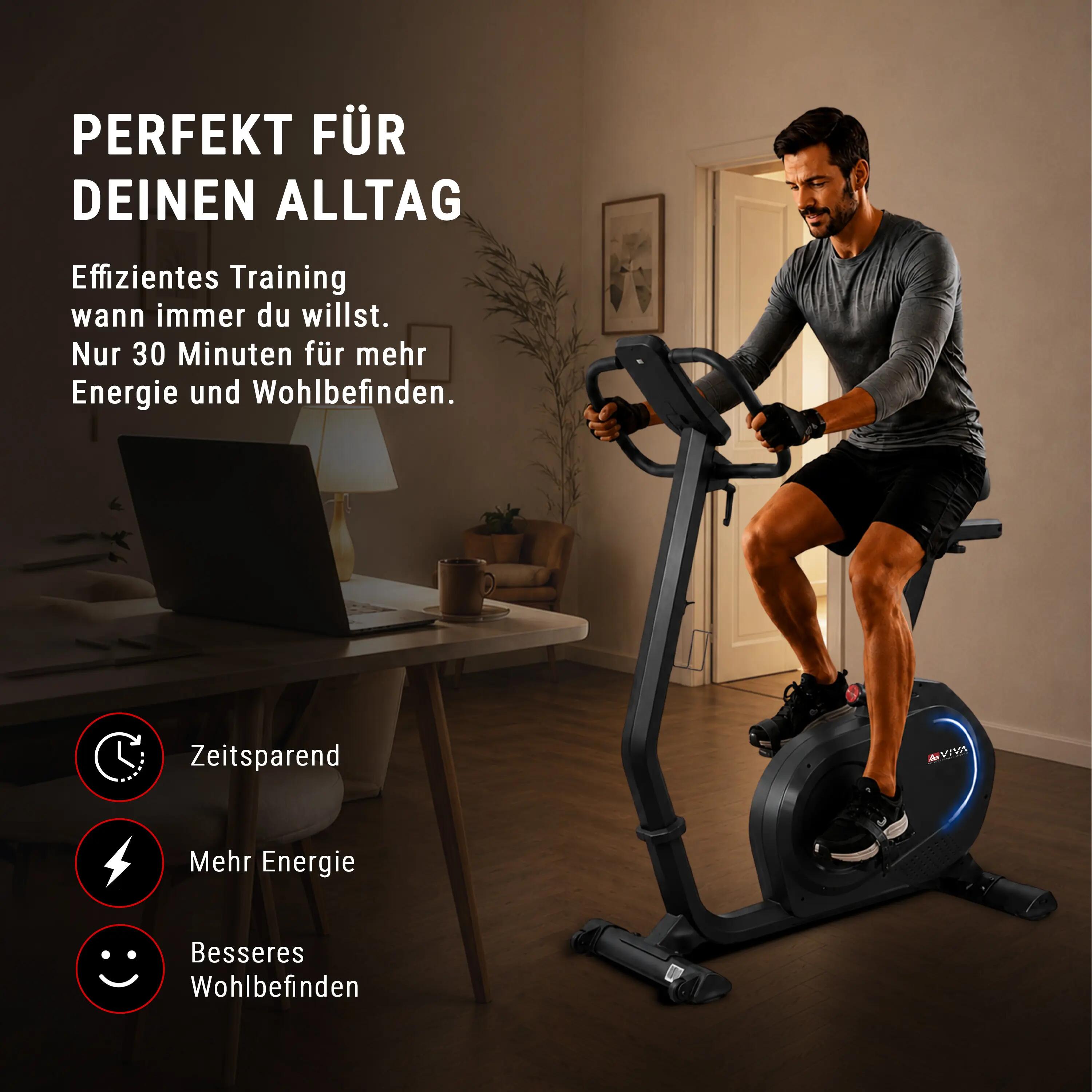 Ergometer Heimtrainer Tiefeinsteiger, 10 cm Einstieg, 32 Stufen, Bluetooth, H12 7/11