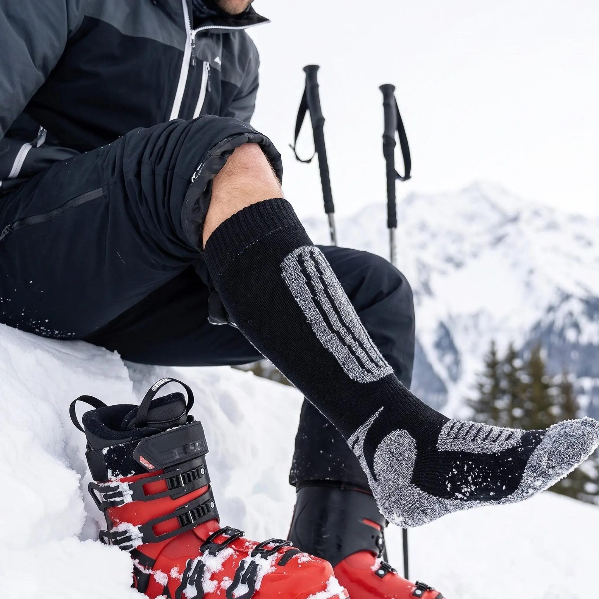 Damen Herren Ski Funktionssocken 2er Pack Kniestrümpfe gepolstert Wolle Snow 4/6