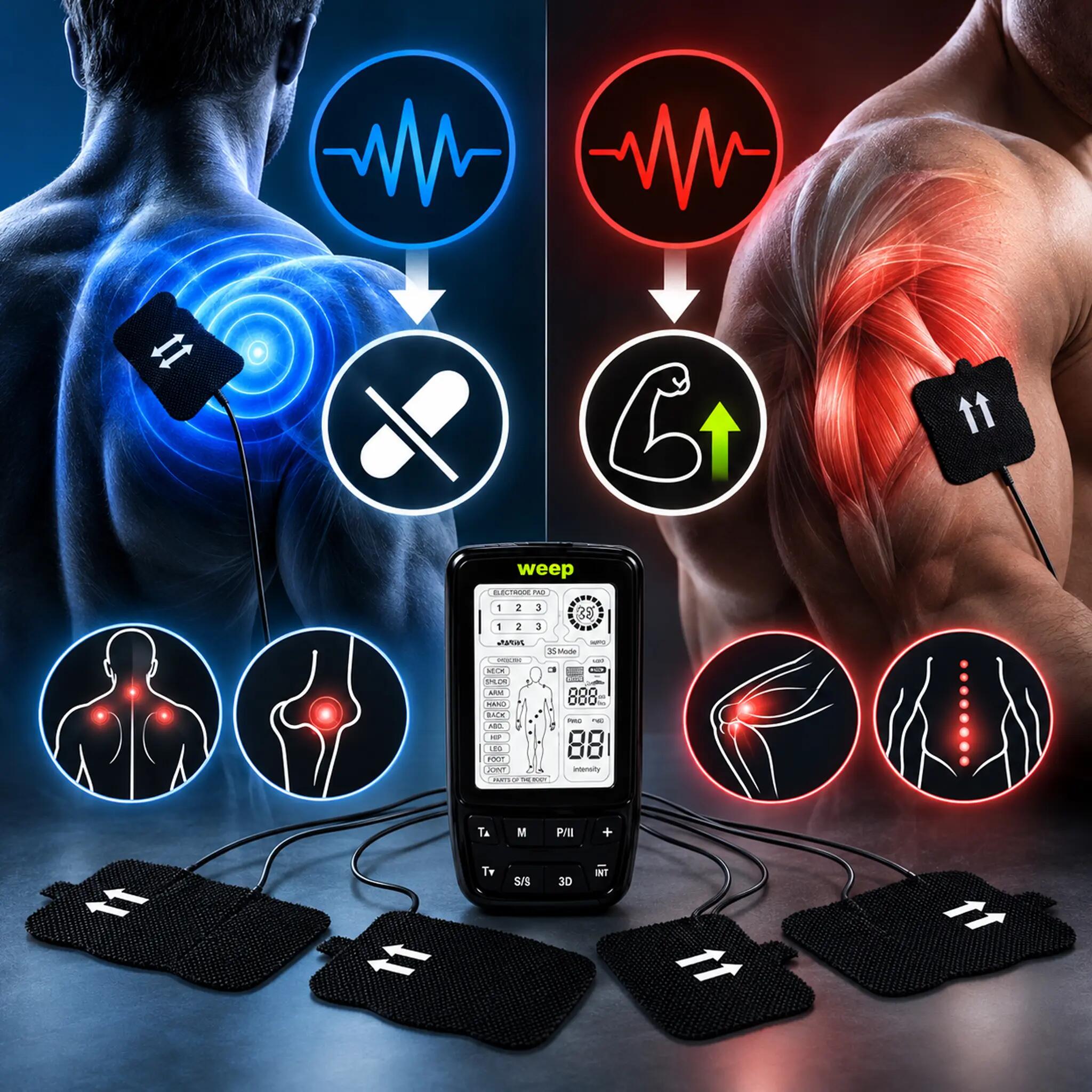 WEEP Elektrostimulator Muskeln und Nerven Massagegerät TENS EMS Reizstrom 3/13