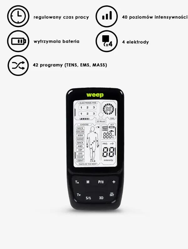 WEEP Elektrostimulator Muskeln und Nerven Massagegerät TENS EMS Reizstrom 2/13