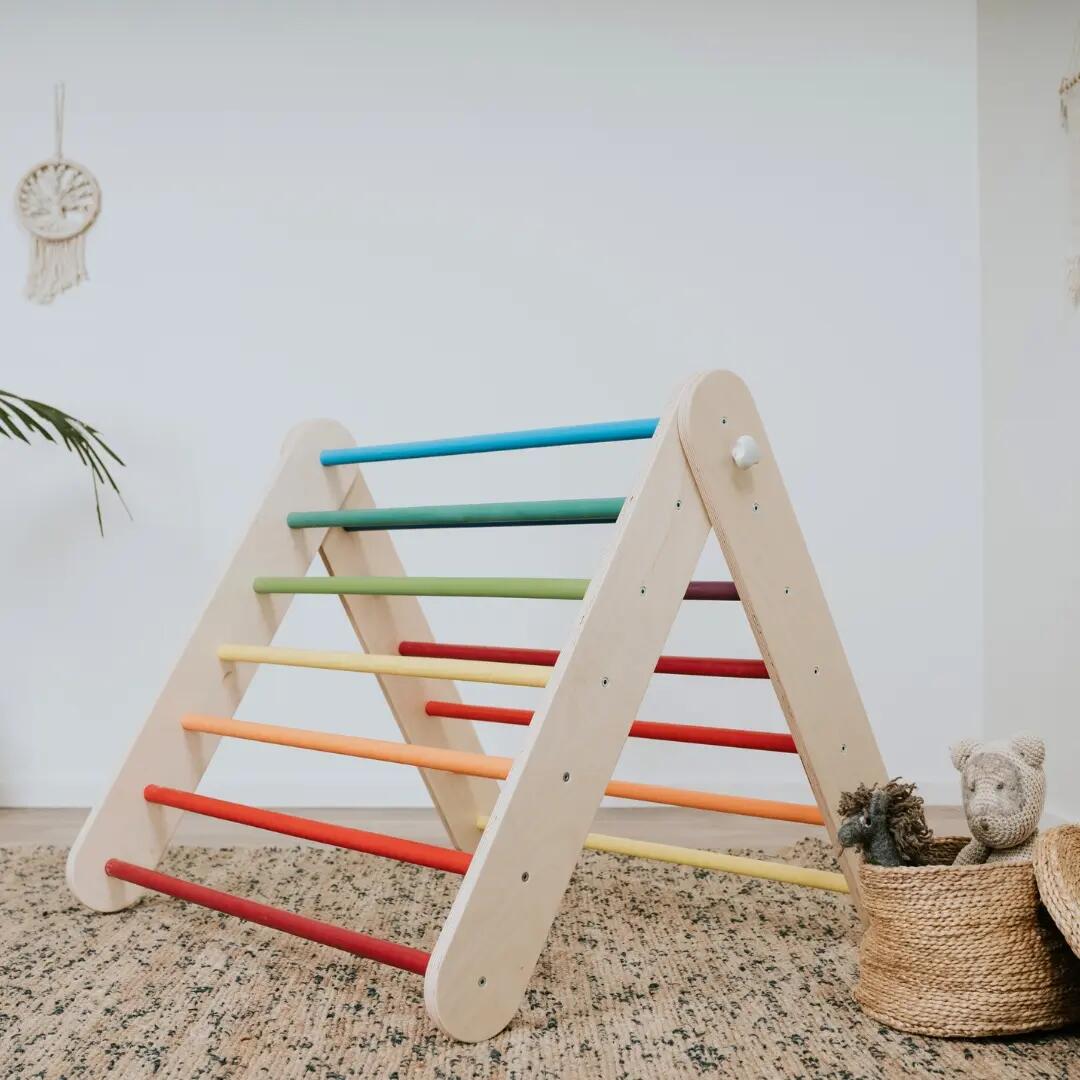 Triangle d’escalade Pikler et espalier suédois 2-en-1 pour enfants, Multicolore 5/11