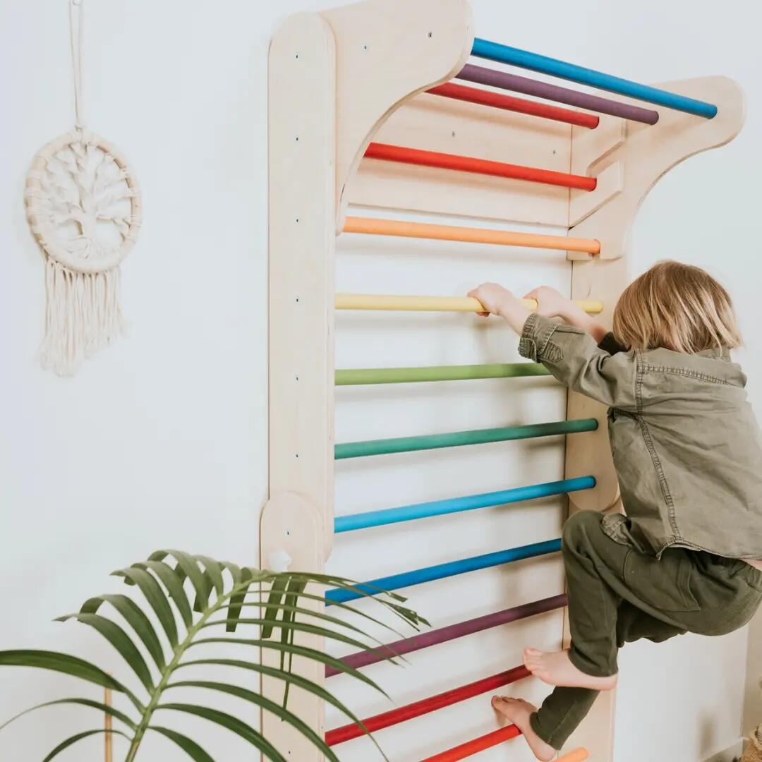 Triangle d’escalade Pikler et espalier suédois 2-en-1 pour enfants, Multicolore 4/11