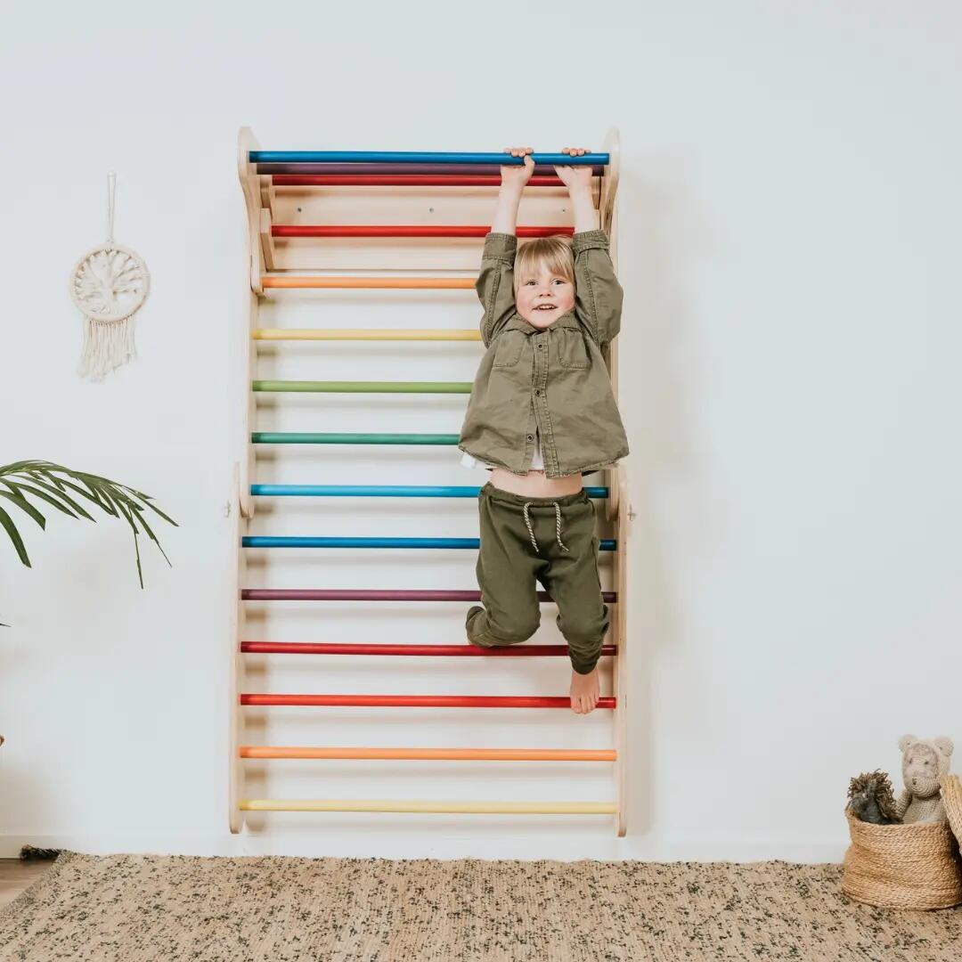Triangle d’escalade Pikler et espalier suédois 2-en-1 pour enfants, Multicolore 3/11