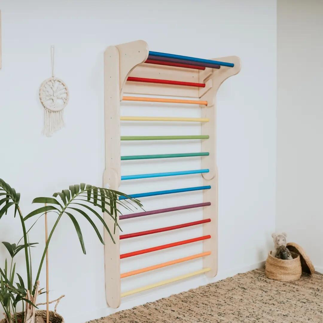 Triangle d’escalade Pikler et espalier suédois 2-en-1 pour enfants, Multicolore 2/11